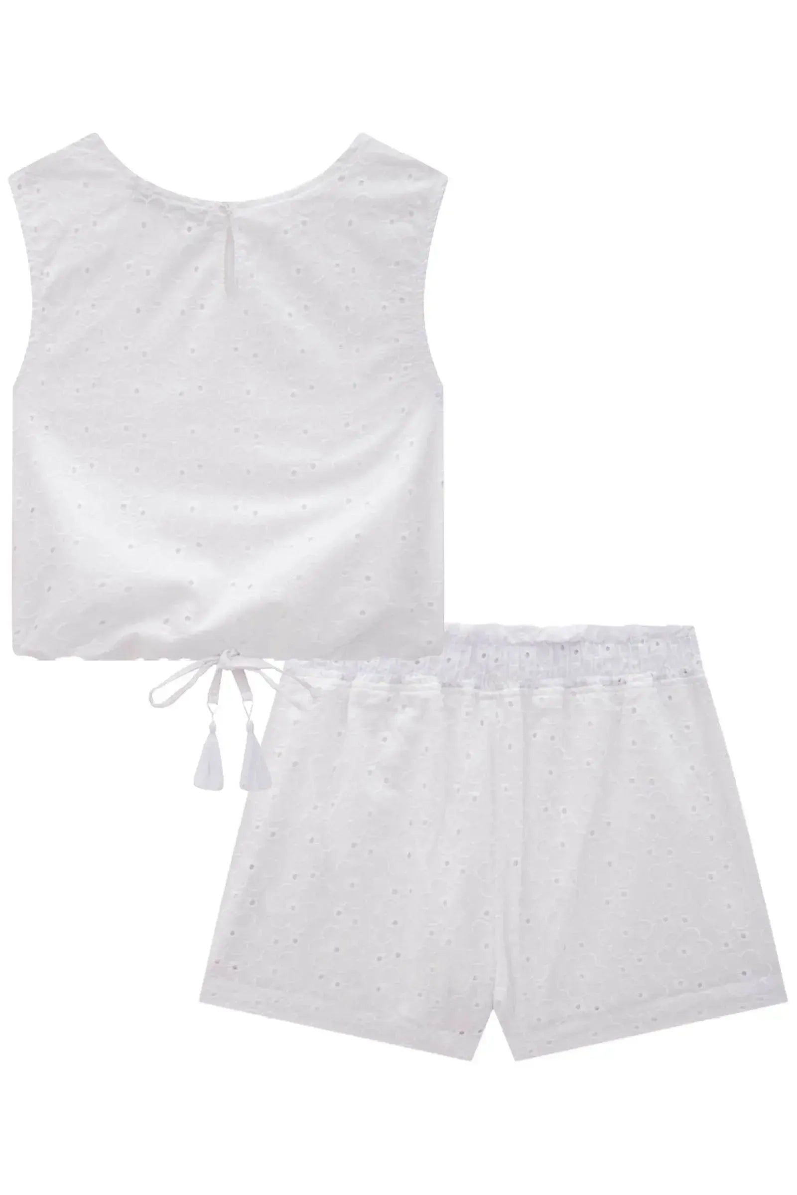 Conjunto de Blusa Boxy e Shorts em Laise Bordada 83867 Lilimoon Teen Menina