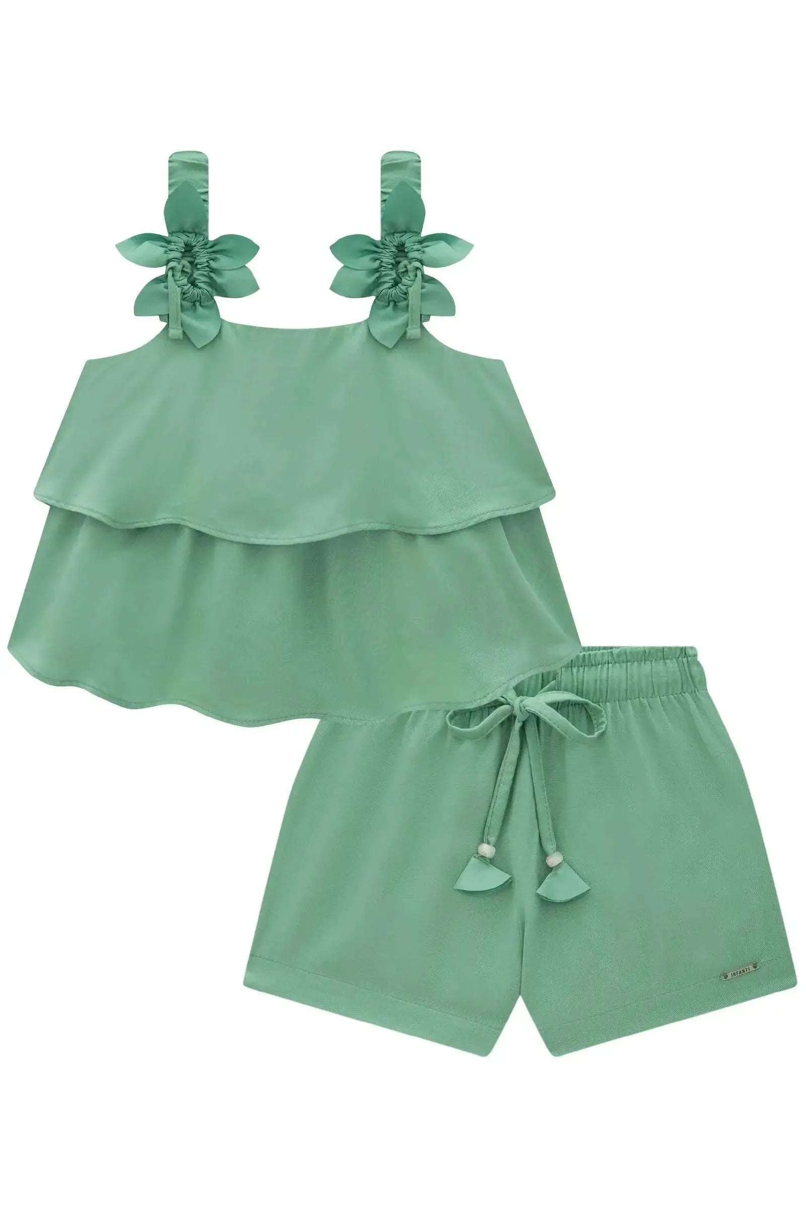 Conjunto de Blusa Boxy e Shorts em Viscose 84869 Infanti Infantil Menina