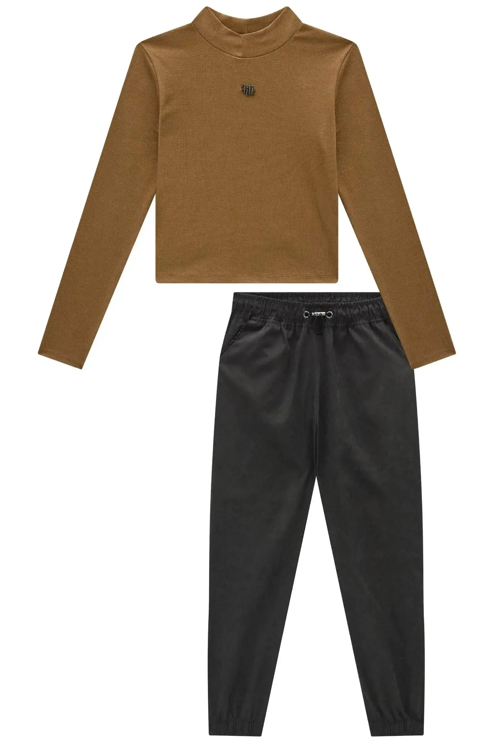 Conjunto de Blusa Boxy em Canelado Liz e Calça Jogger em Nylon Taslon 91809 Lilimoon Teen Menina