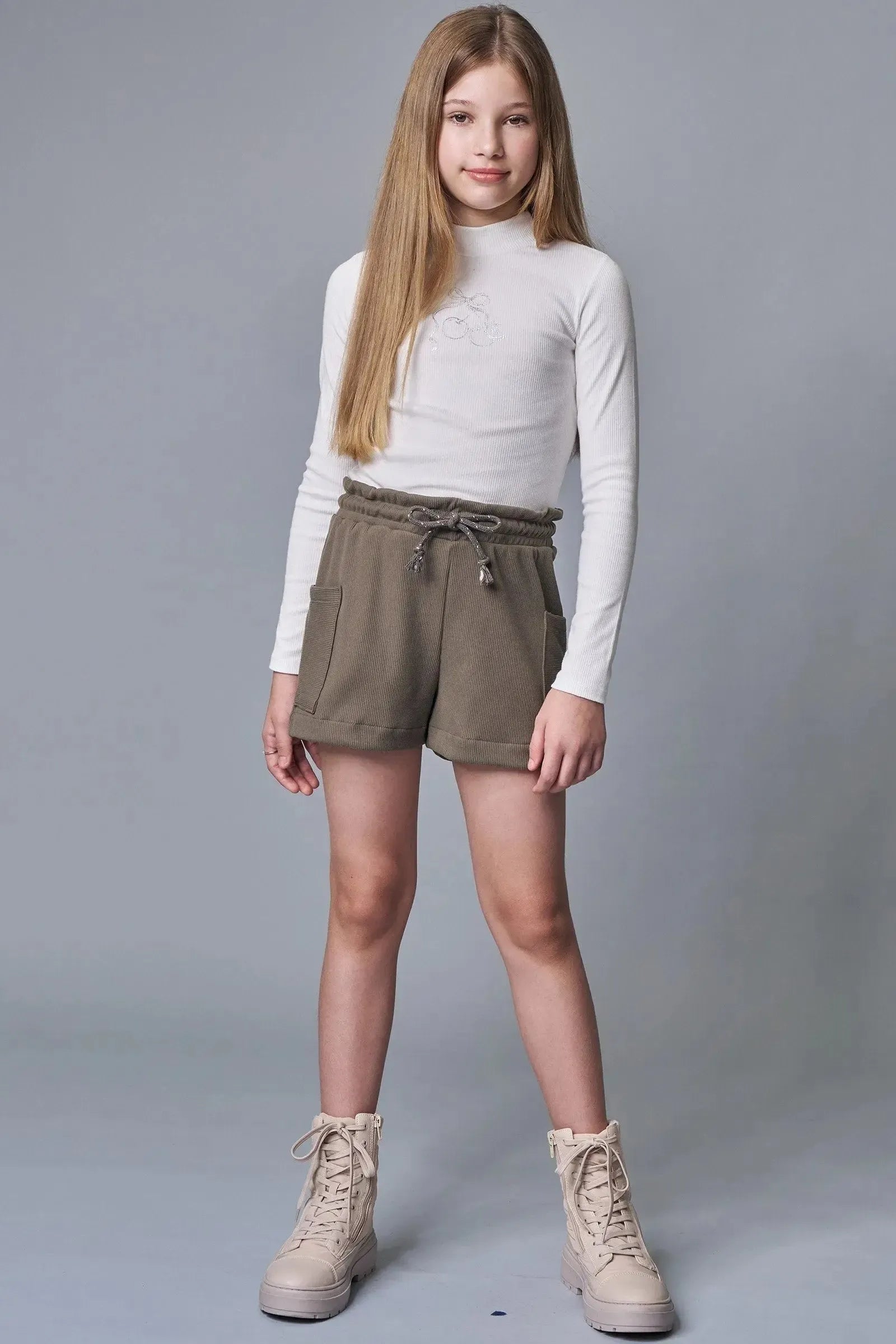 Conjunto de Blusa Boxy em Canelado Liz e Shorts em Canelado Soft 90775 Lilimoon Teen Menina