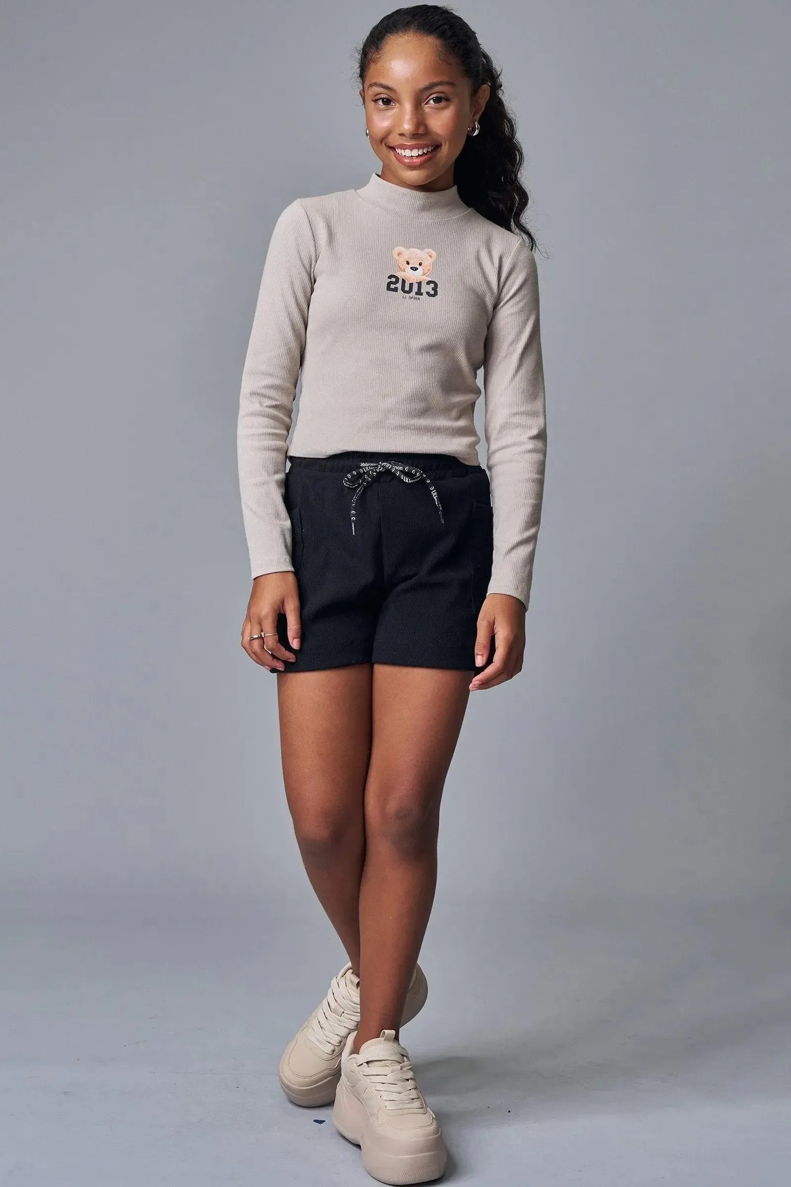 Conjunto de Blusa Boxy em Canelado Liz e Shorts em Canelado Soft 90778 Lilimoon Teen Menina