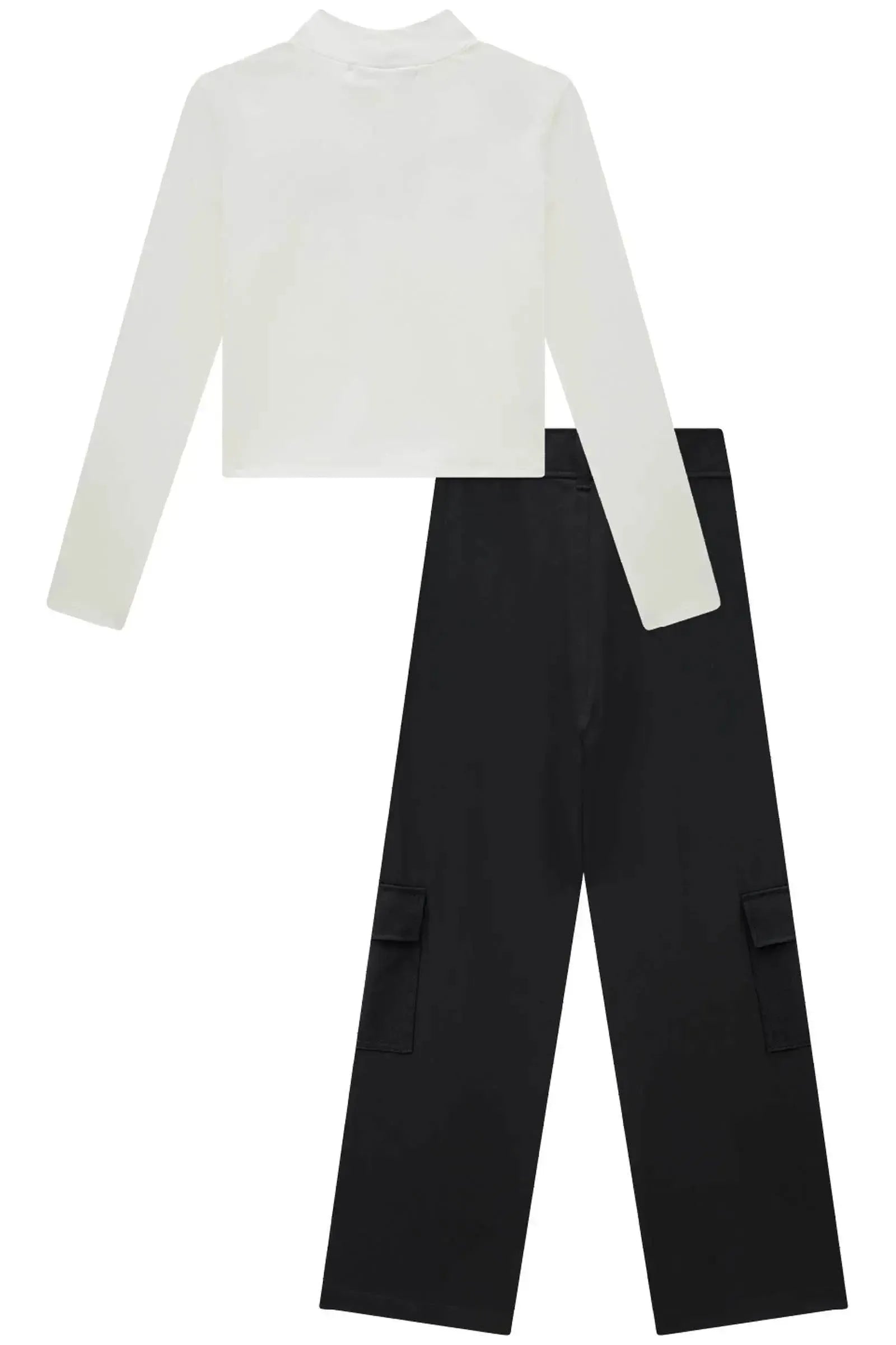 Conjunto de Blusa Boxy em Cotton e Calça em Alfaiataria Pergamon 91709 Lilimoon Teen Menina