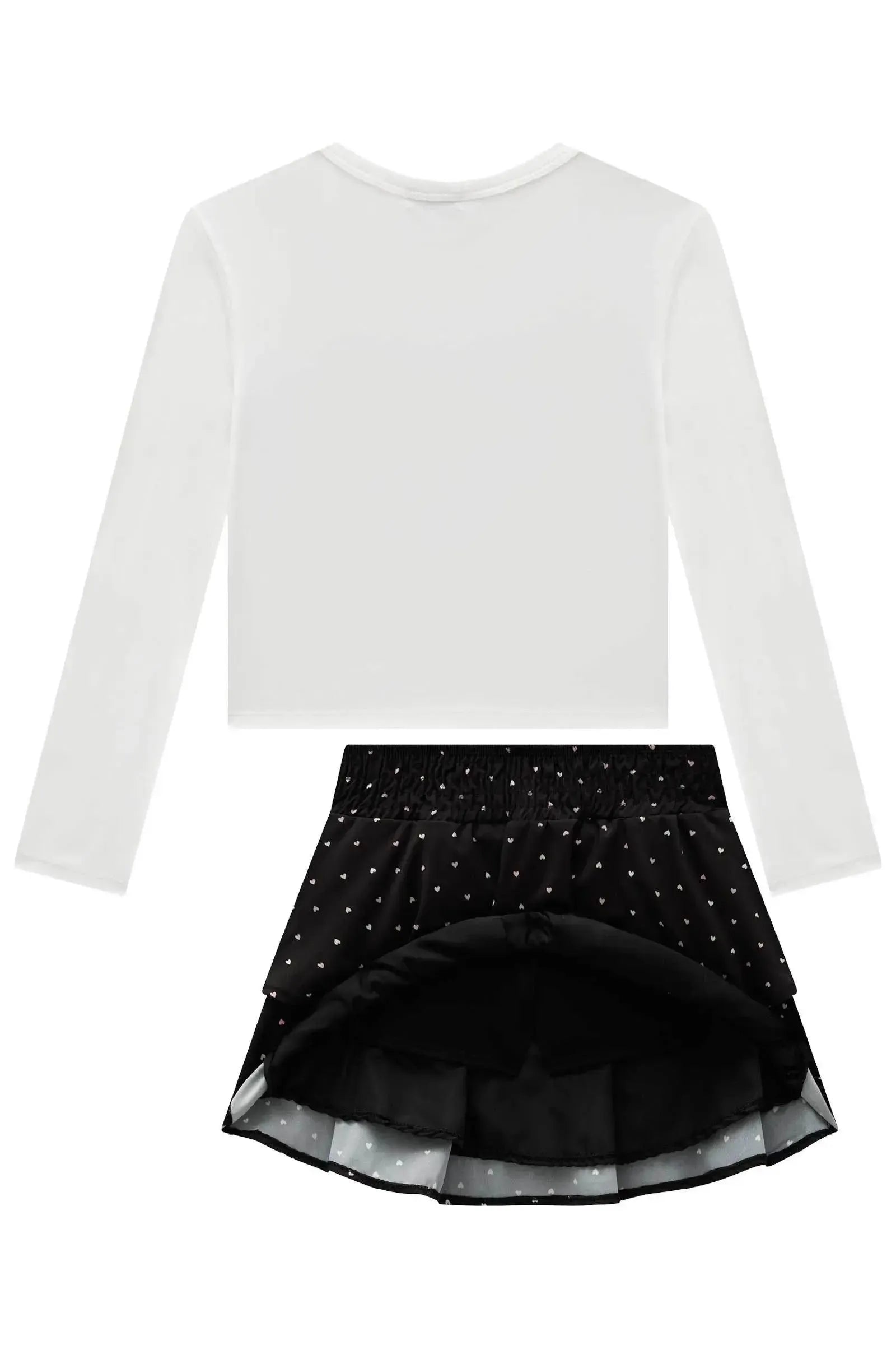 Conjunto de Blusa Boxy em Cotton e Saia em Light Peach. Com Shorts Embutido 92551 Infanti Infantil Menina