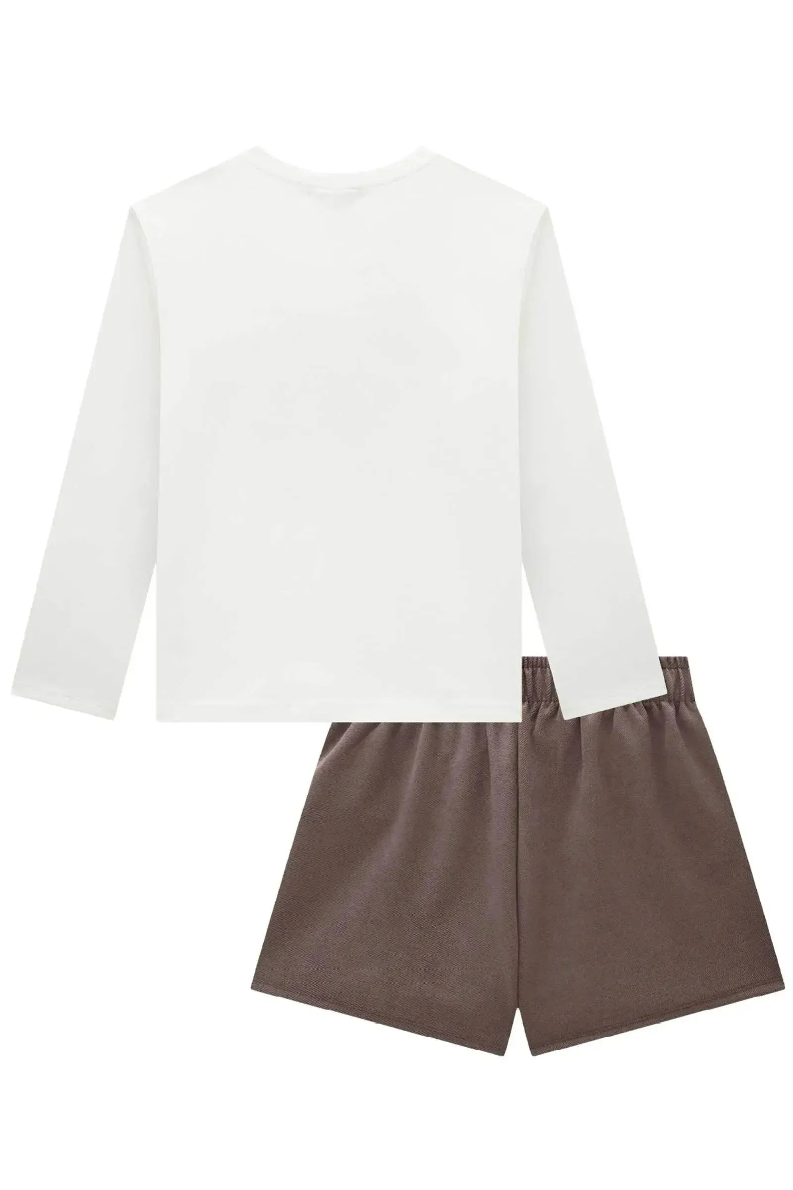 Conjunto de Blusa Boxy em Cotton e Shorts em Suede Twill 90912 Vic&Vicky Teen Menina
