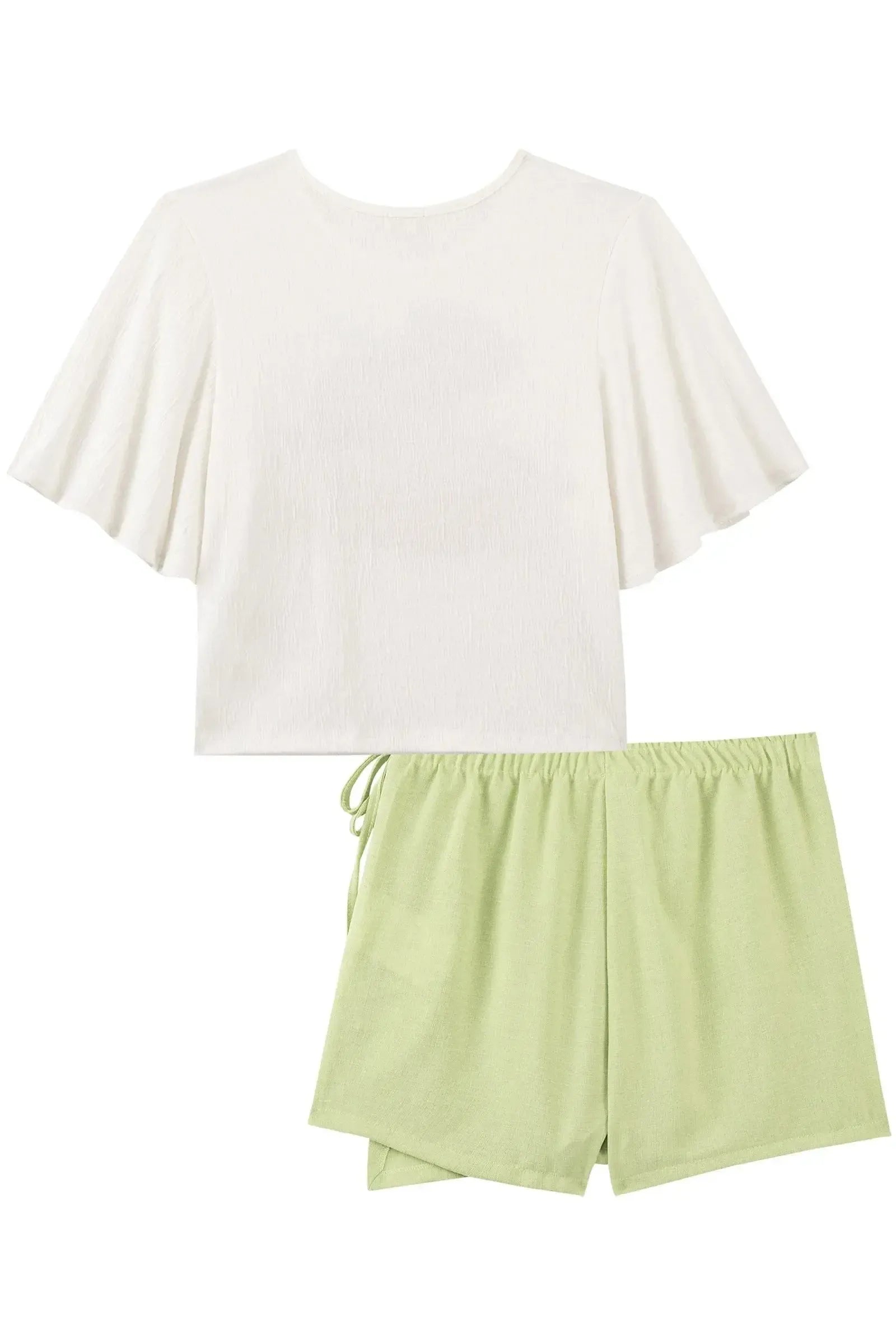 Conjunto de Blusa Boxy em Malha Wave e Short Saia em Tecido Texturizado 93014 Kukiê Infantil Menina