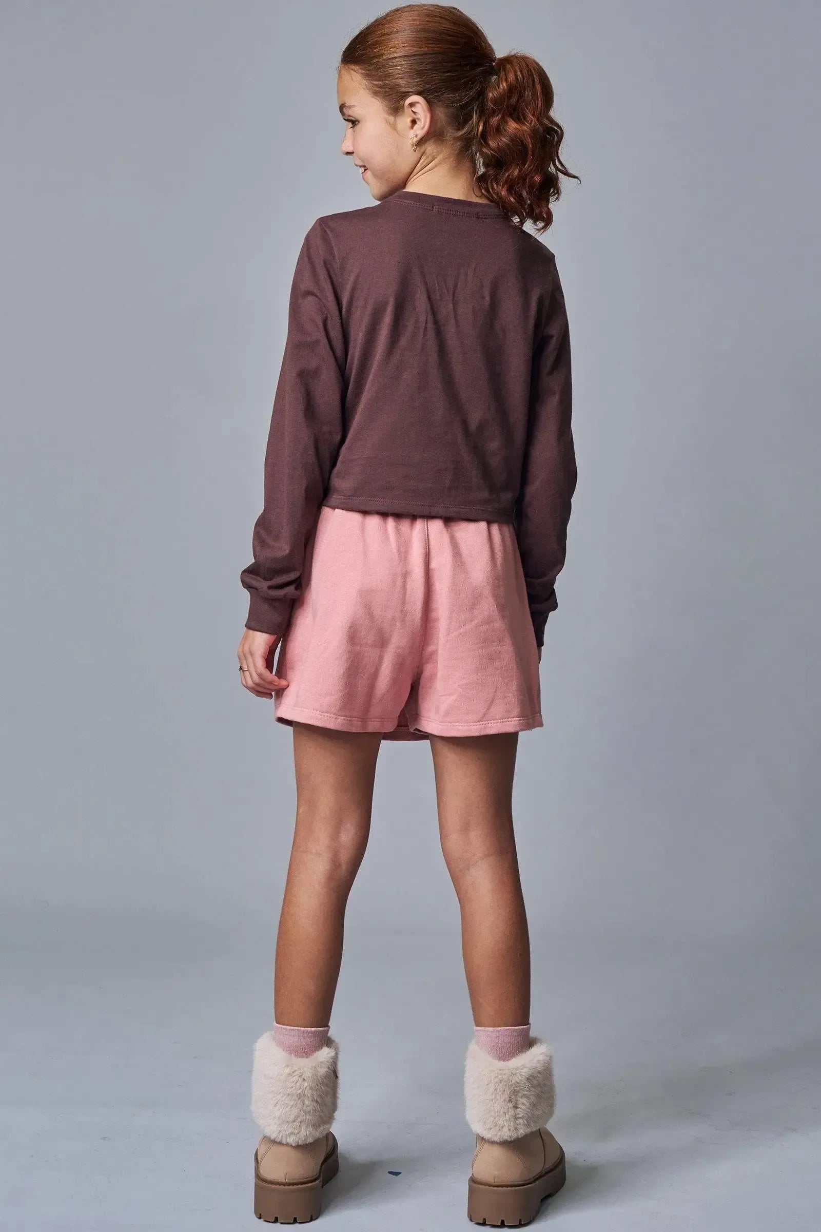 Conjunto de Blusa Boxy em Meia Malha e Short Saia em Moletom sem Pelúcia 91792 Lilimoon Teen Menina