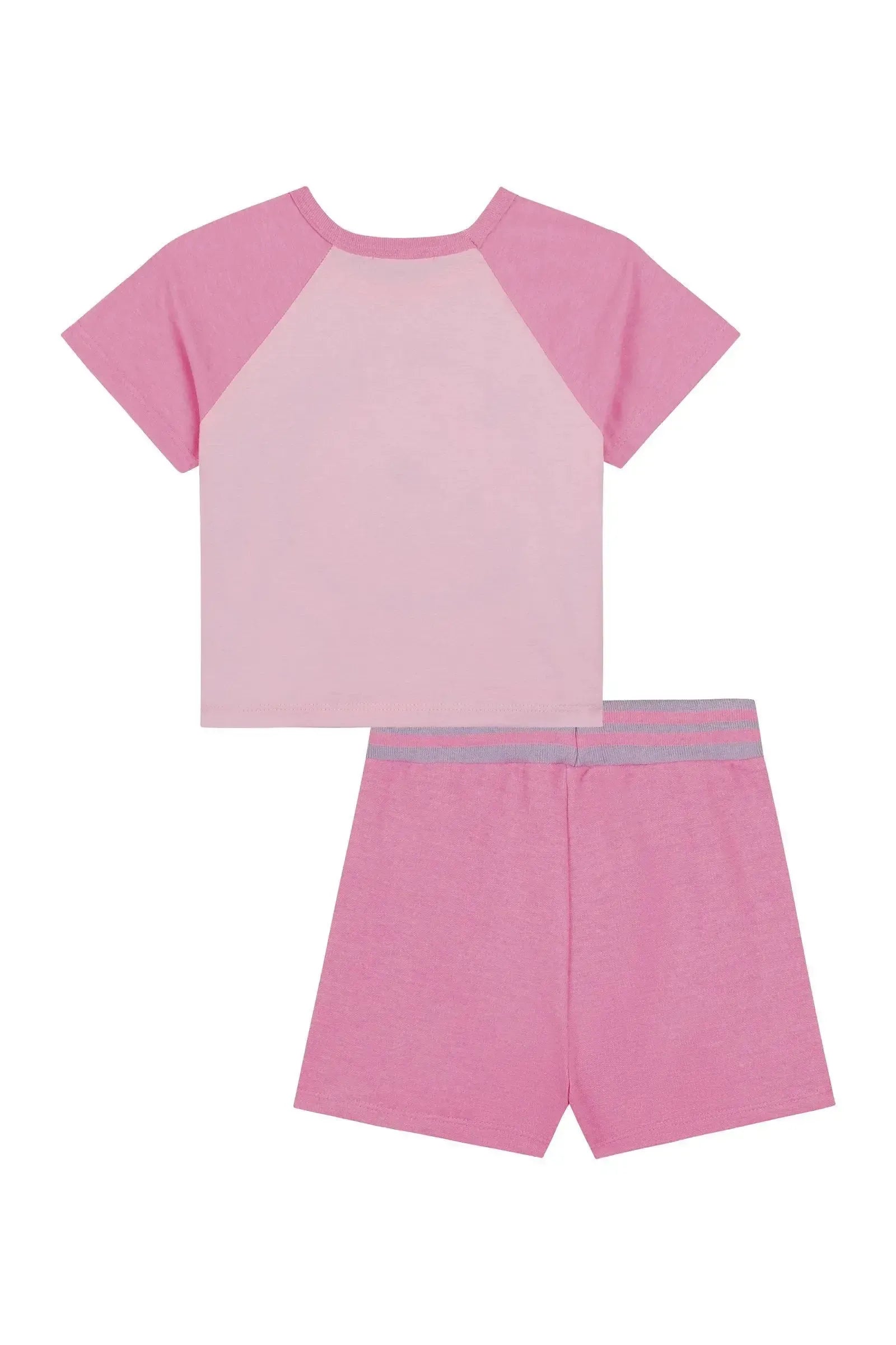 Conjunto de Blusa Boxy em Meia Malha e Shorts Saia em Moletom sem Pelúcia 88334 Kukiê Infantil Menina