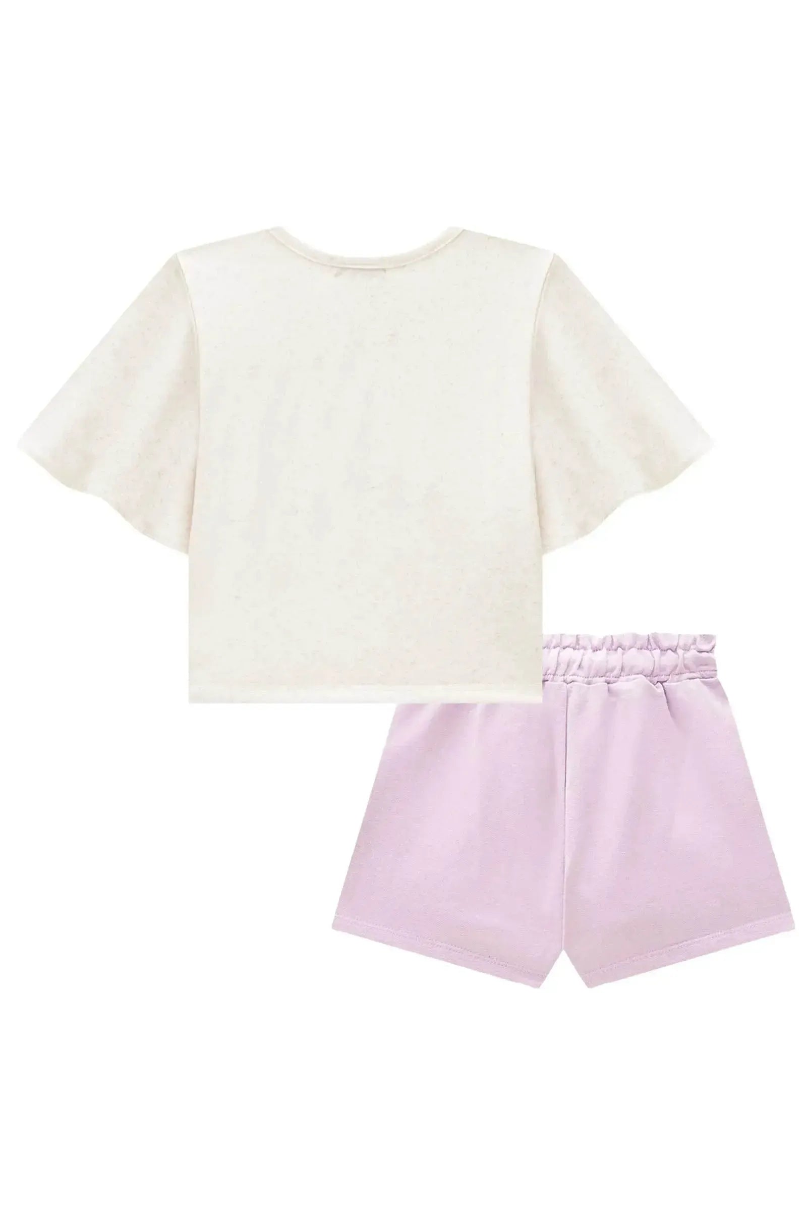 Conjunto de Blusa Boxy em Meia Power e Short Saia em Moletom sem Pelúcia 88893 Infanti Infantil Menina