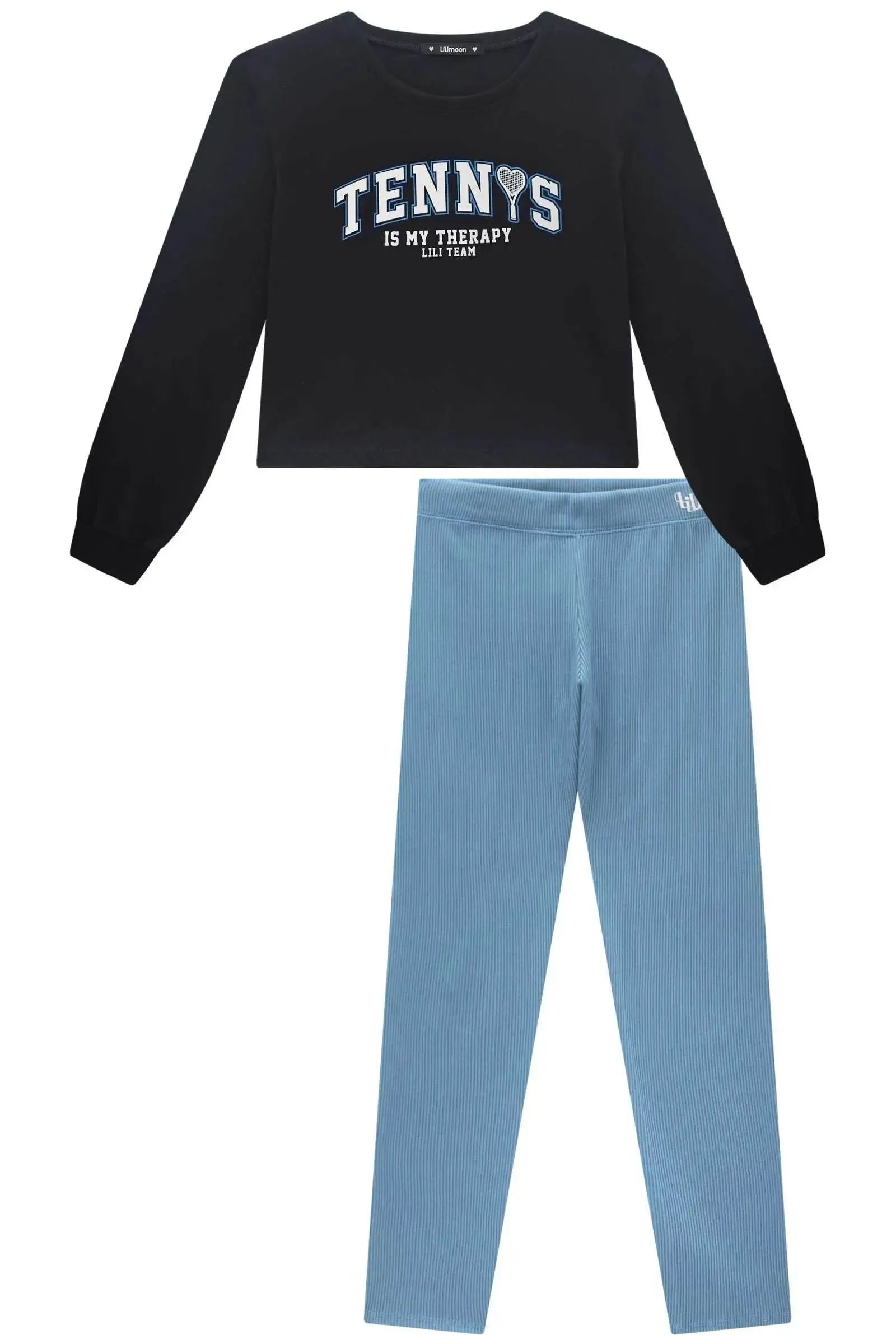 Conjunto de Blusa Boxy Over em Meia Malha e Calça Legging em Soft Line 92280 Lilimoon Teen Menina