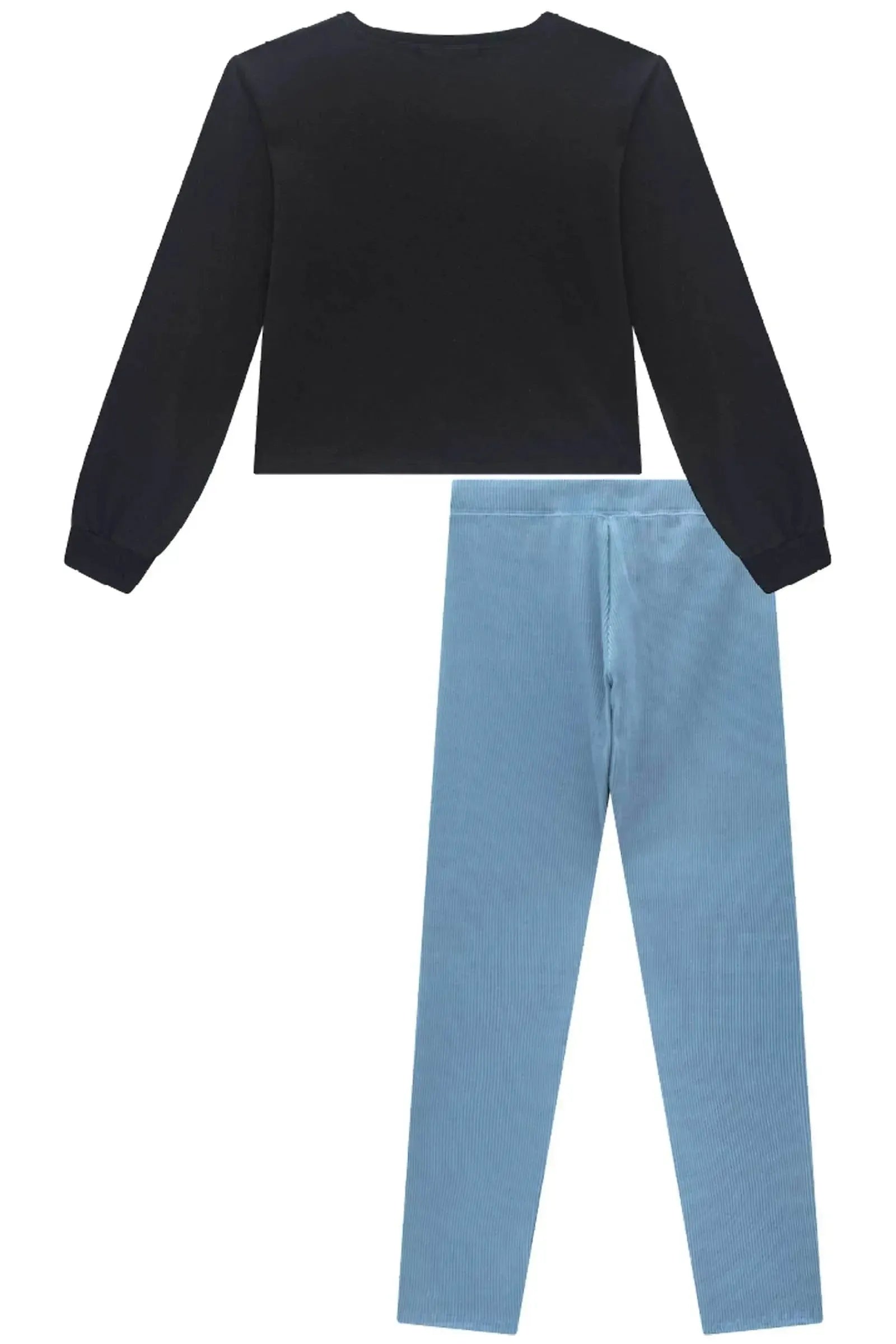 Conjunto de Blusa Boxy Over em Meia Malha e Calça Legging em Soft Line 92280 Lilimoon Teen Menina