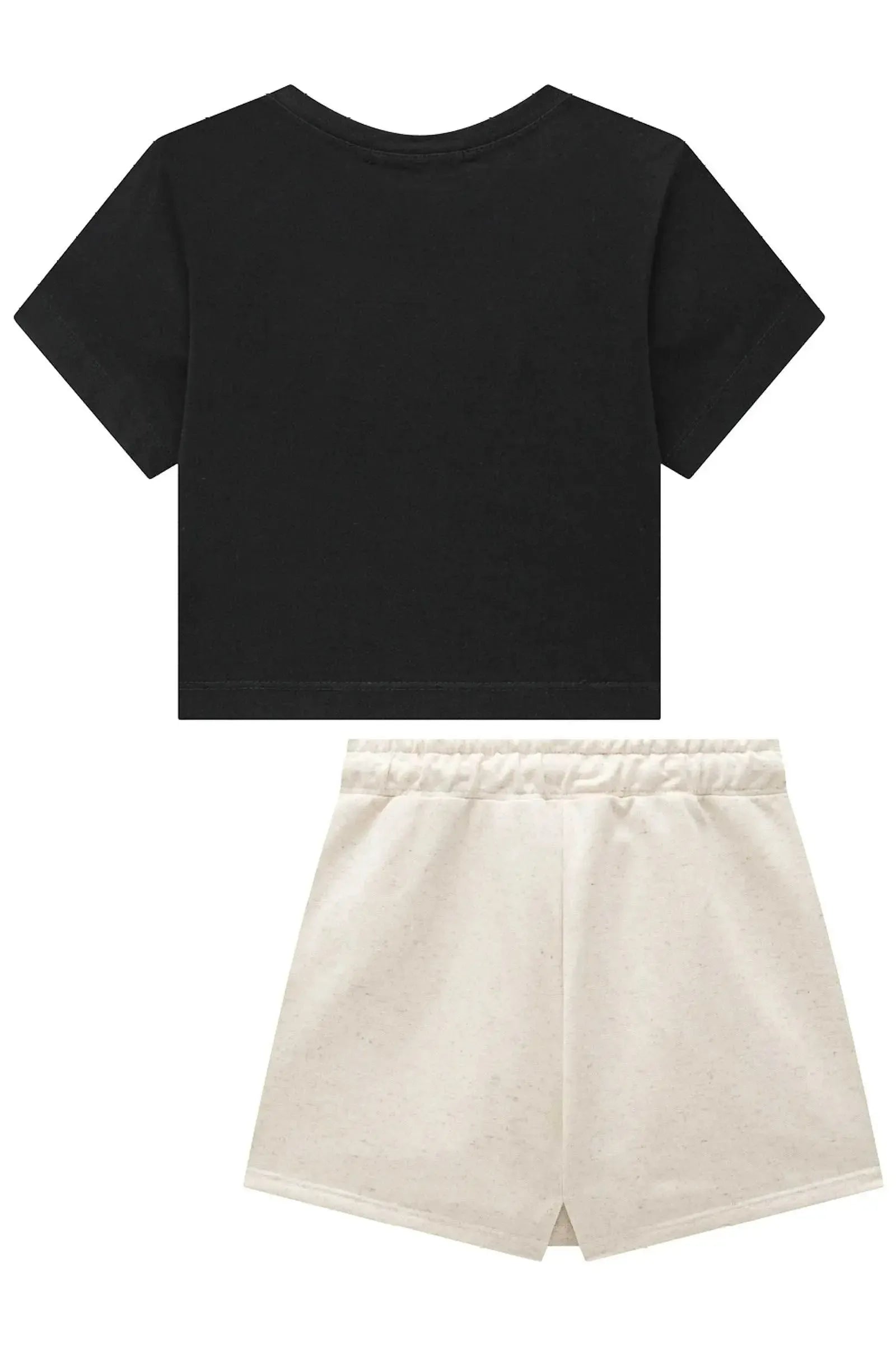 Conjunto de Blusa Boxy Over em Meia Malha e Short Saia em Moletom sem Pelúcia 92688 Lilimoon Teen Menina