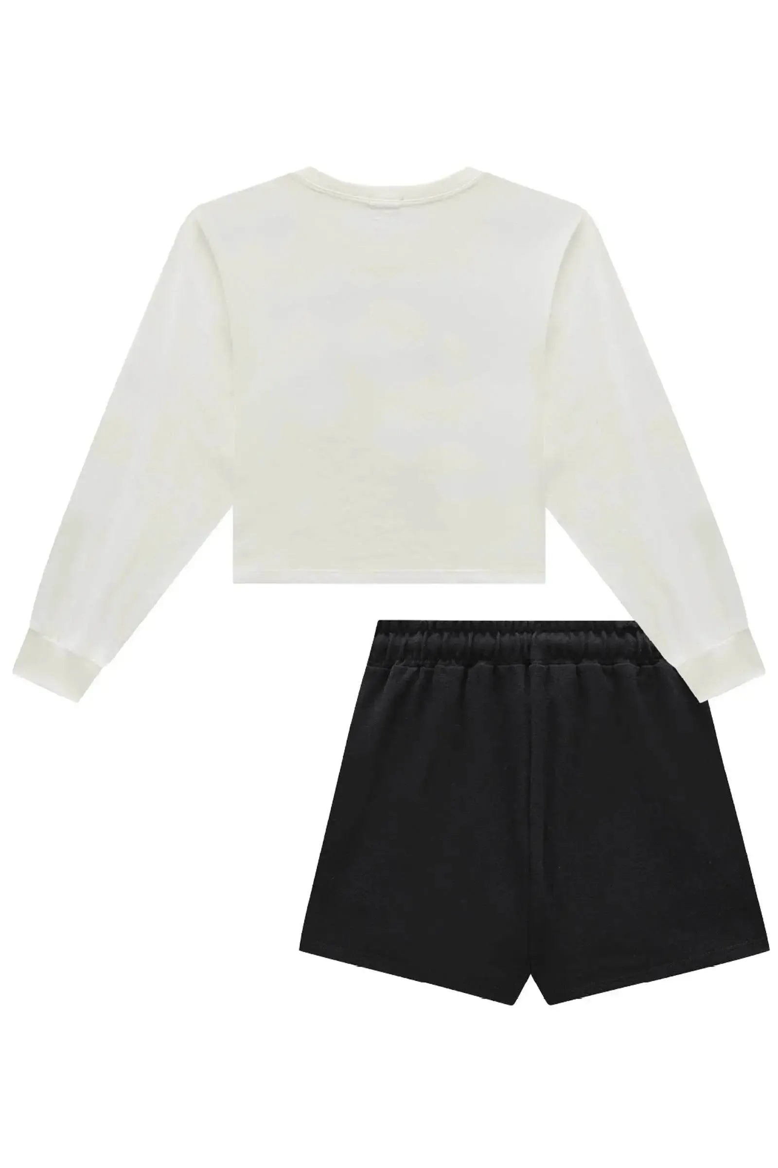 Conjunto de Blusa Boxy Over em Meia Malha e Short Saia em Moletwill 92182 Vic&Vicky Teen Menina