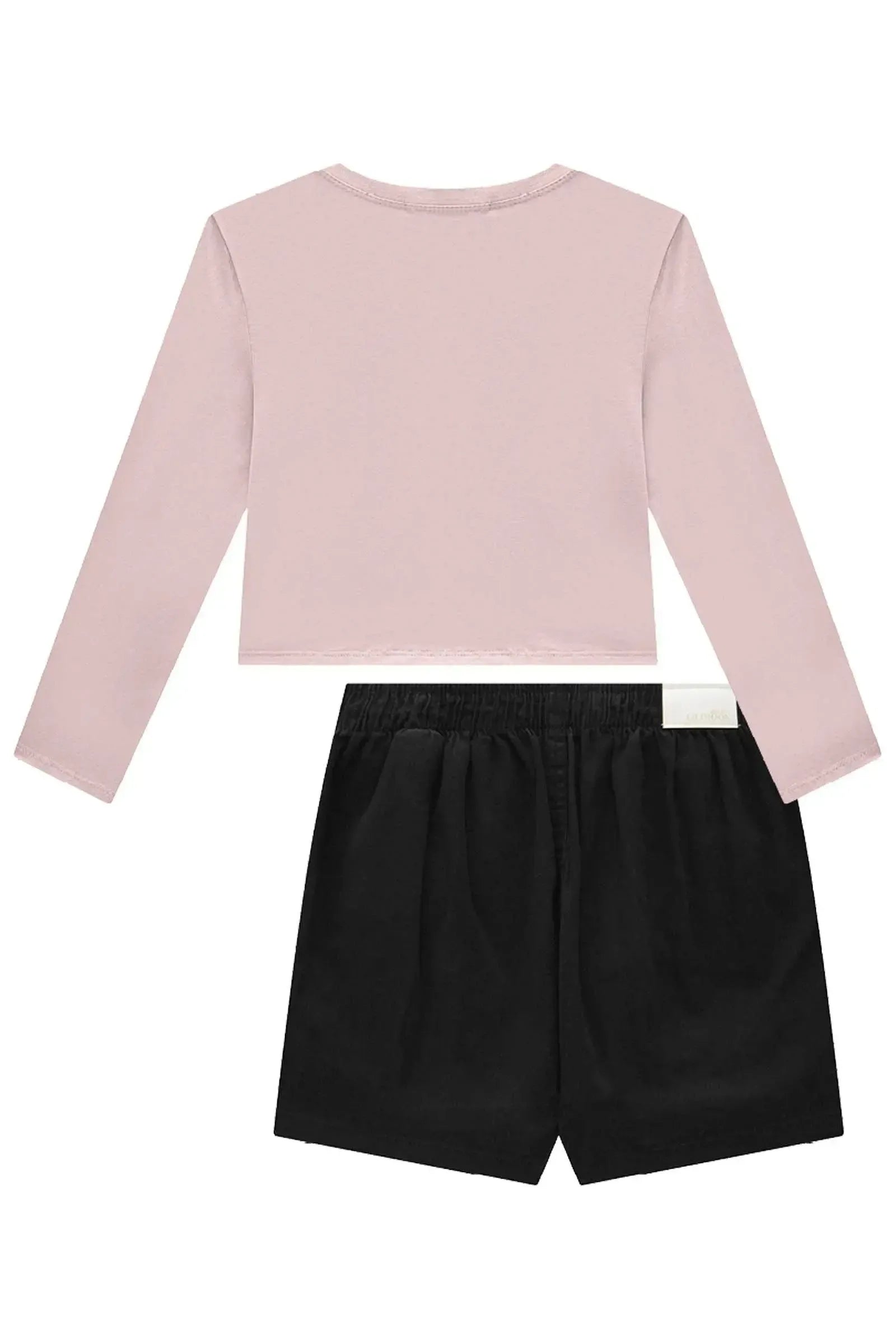 Conjunto de Blusa Boxy Over em Meia Malha e Short Saia em Sarja com Elastano 92163 Lilimoon Teen Menina