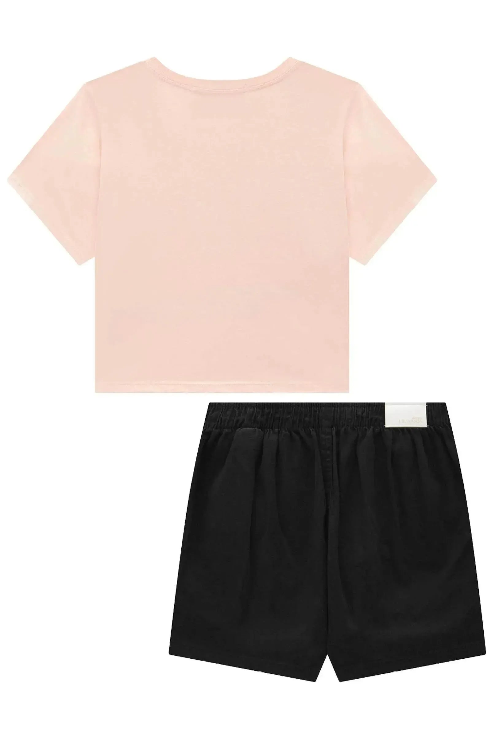 Conjunto de Blusa Boxy Over em Meia Malha e Short Saia em Sarja com Elastano 93288 Lilimoon Teen Menina