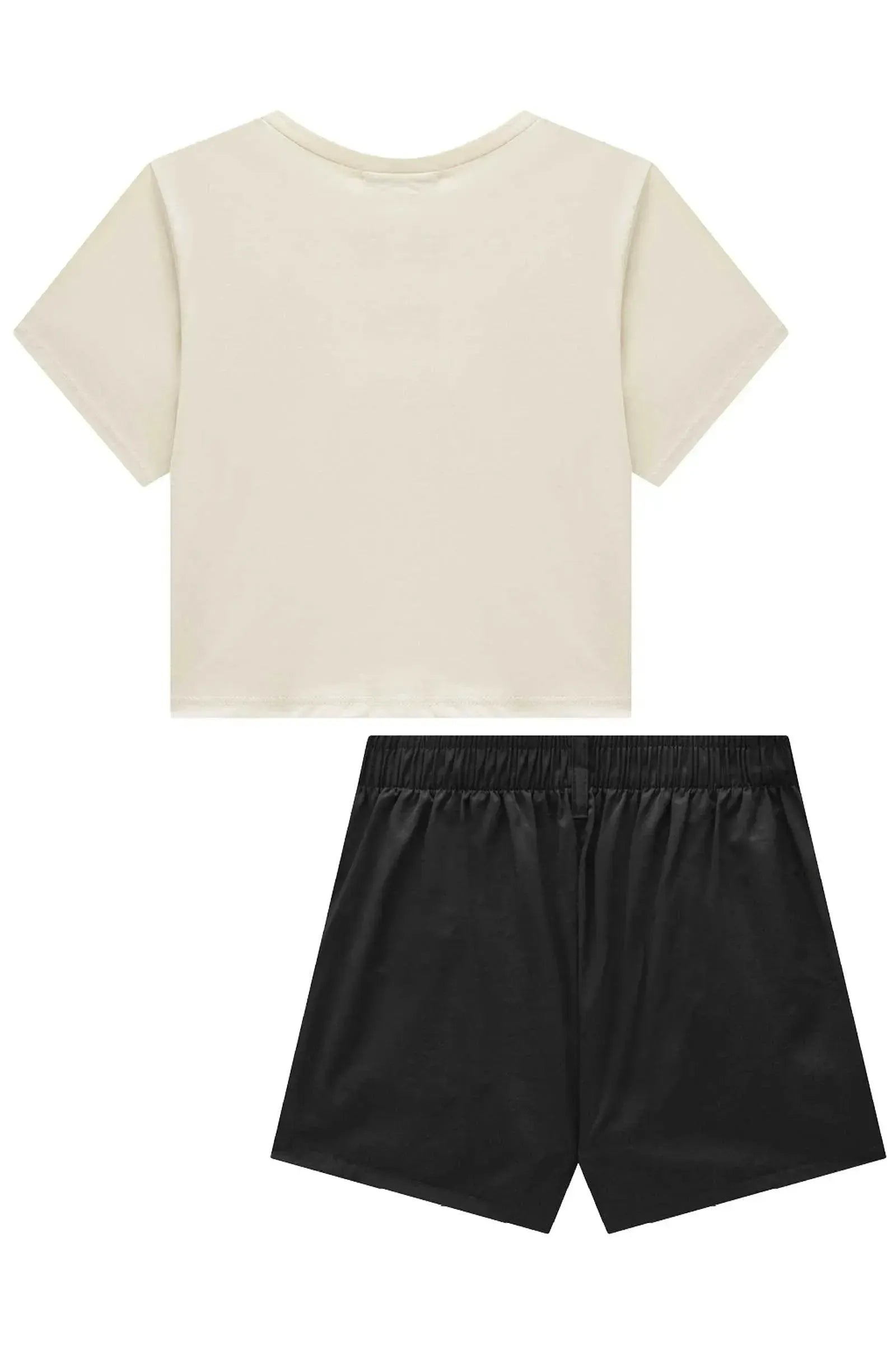 Conjunto de Blusa Boxy Over em Meia Malha e Shorts em Alfaiataria Amore 92714 Lilimoon Teen Menina