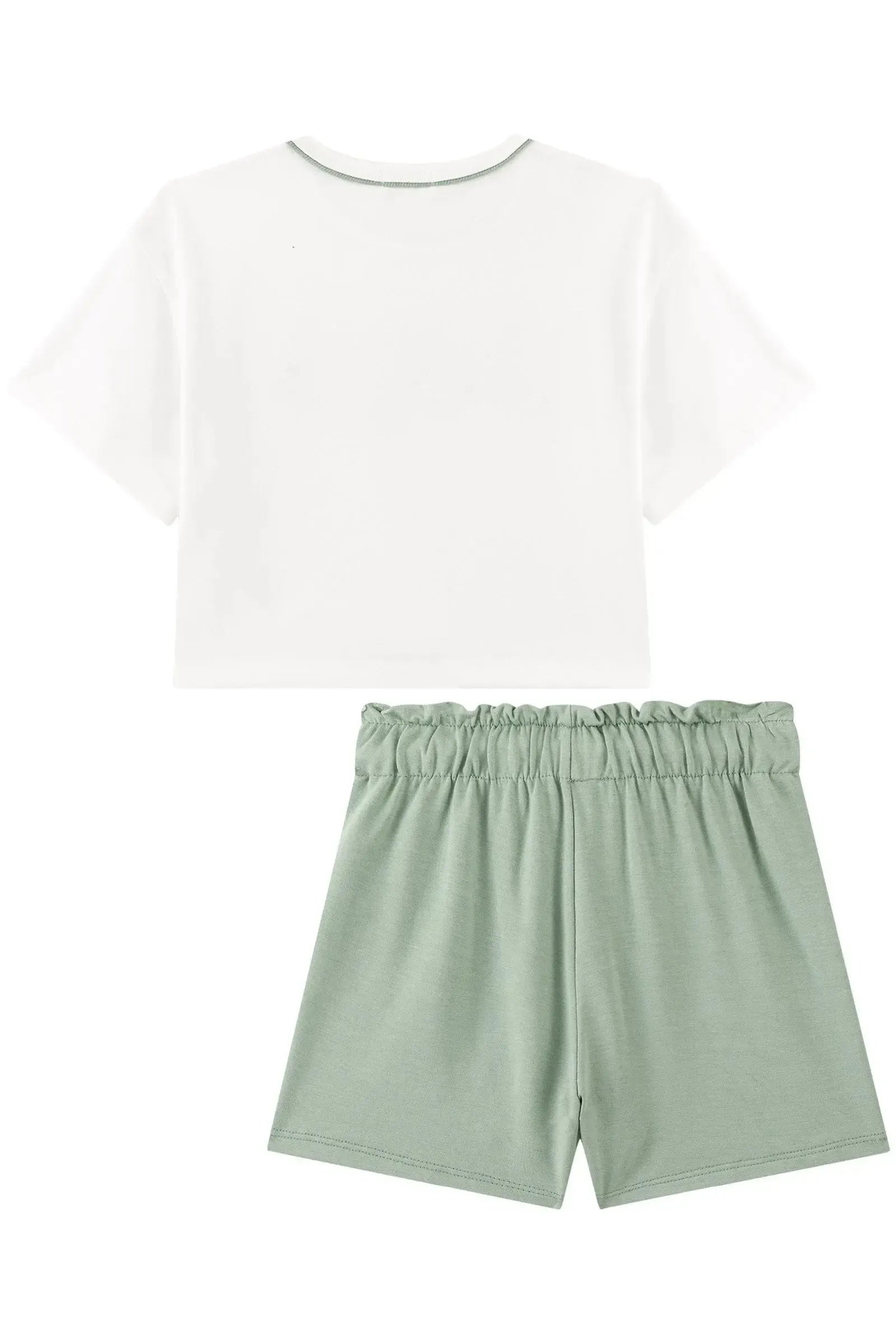 Conjunto de Blusa Boxy Over em Meia Malha e Shorts em Molevisco 93264 Kukiê Infantil Menina