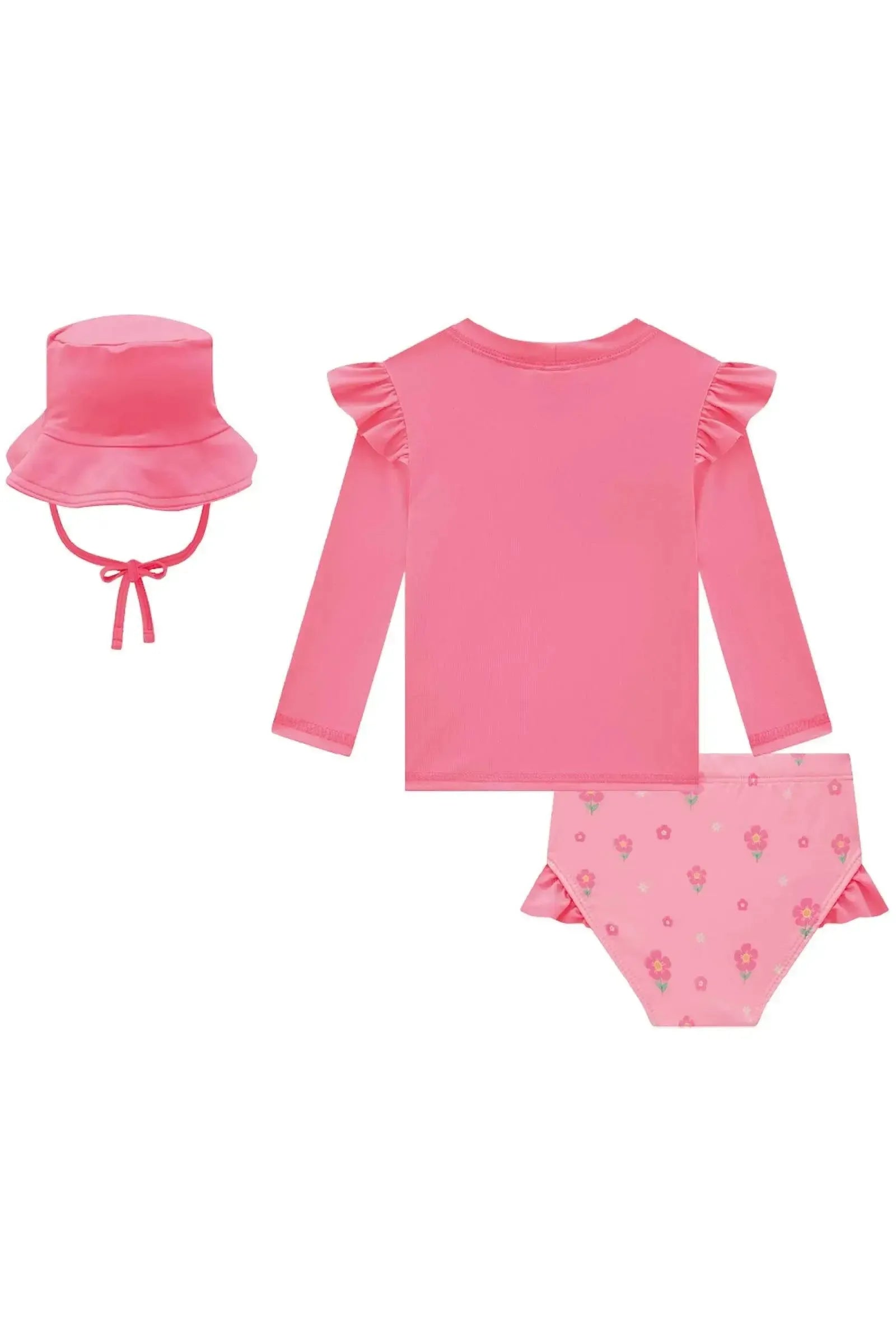 Conjunto de Blusa Calcinha e Chapéu em Malha UV Dry com Proteção UV 50+ 84850 Infanti Bebê Menina