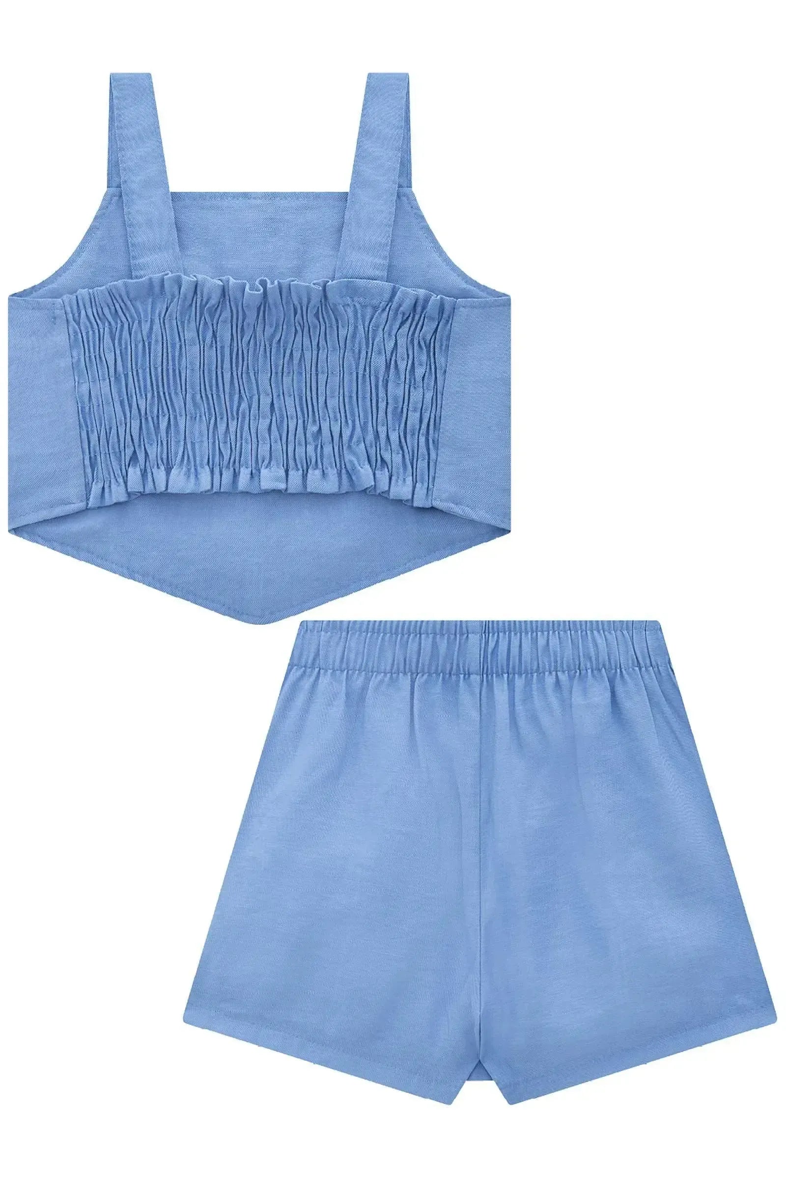Conjunto de Blusa Cropped e Short Saia em Blend de Viscose 93222 Infanti Infantil Menina
