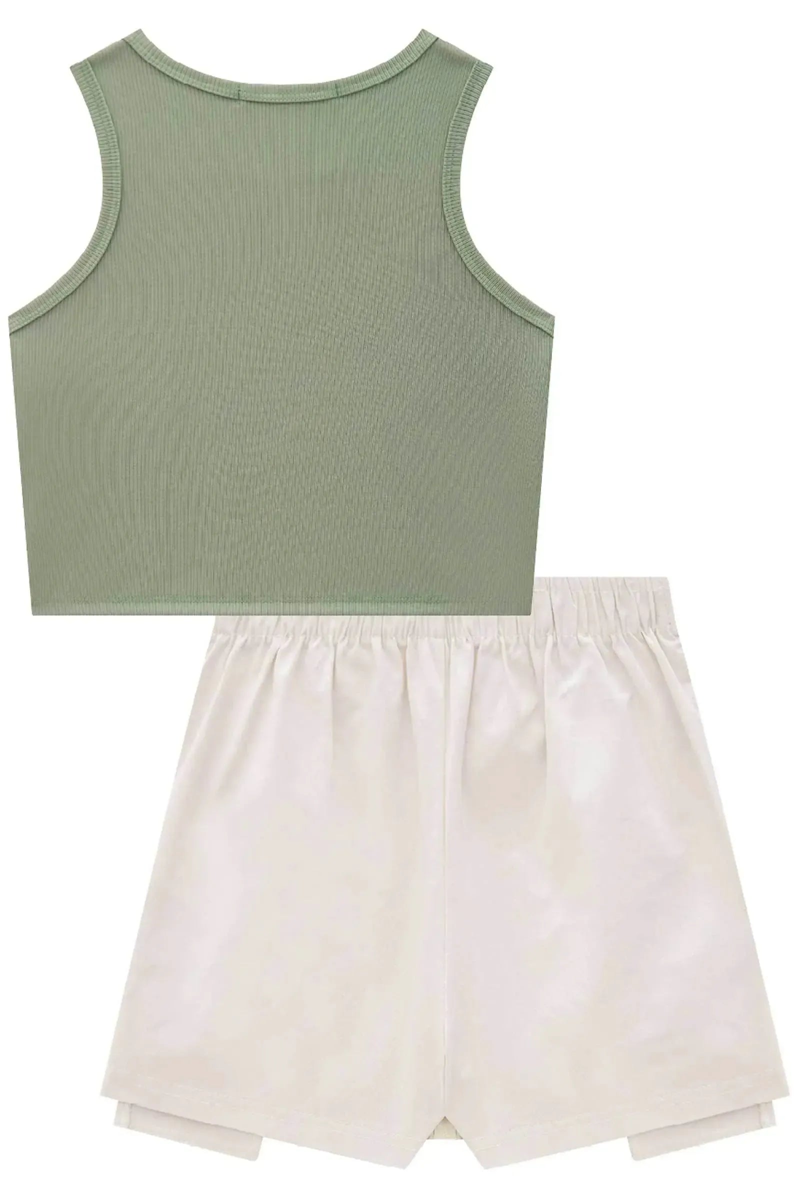 Conjunto de Blusa Cropped em Canelado Fancy e Short Saia em Sarja com Elastano 84453 Lilimoon Teen Menina