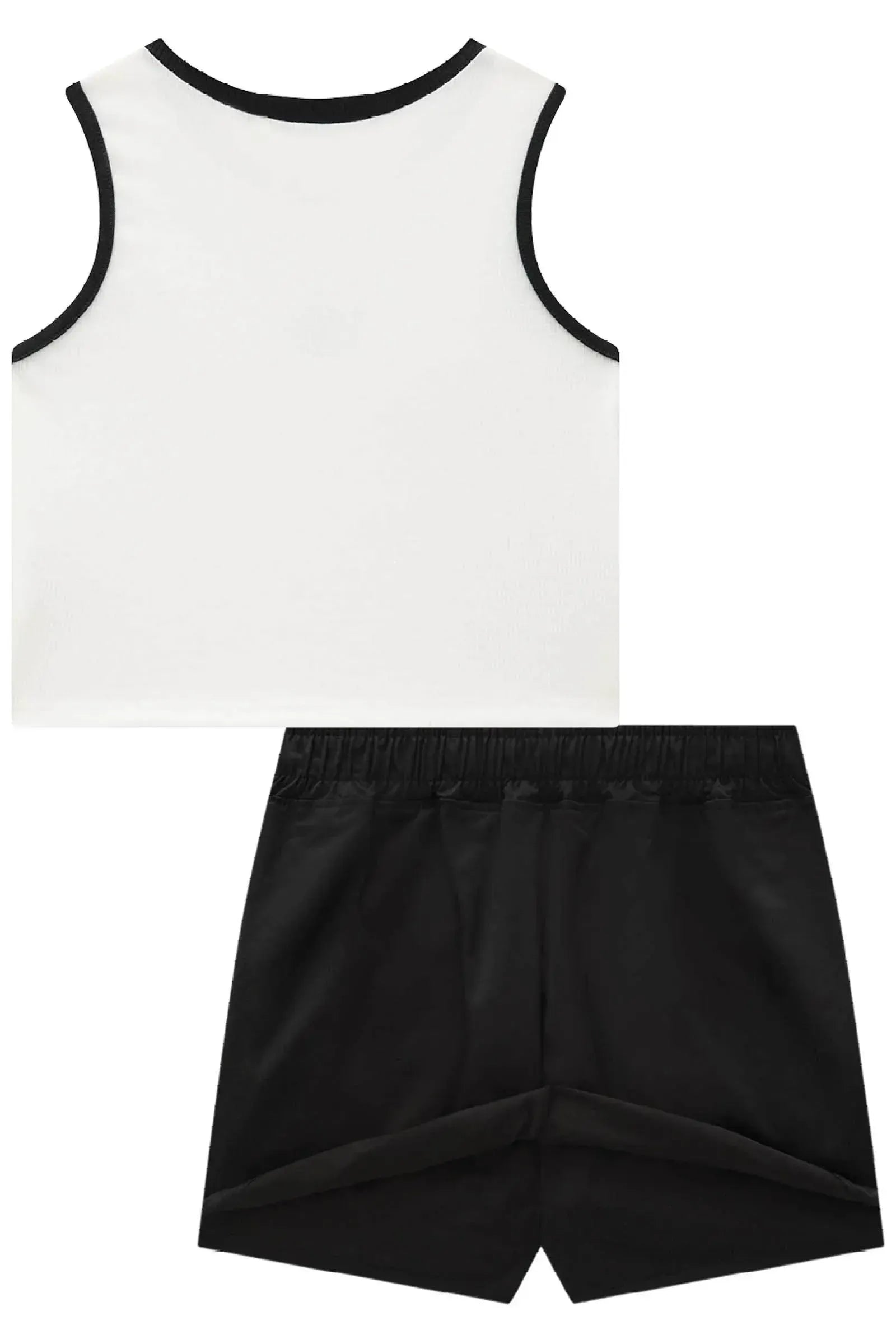 Conjunto de Blusa Cropped em Canelado Liz e Short Saia em Alfaiataria Amore 92667 Lilimoon Teen Menina