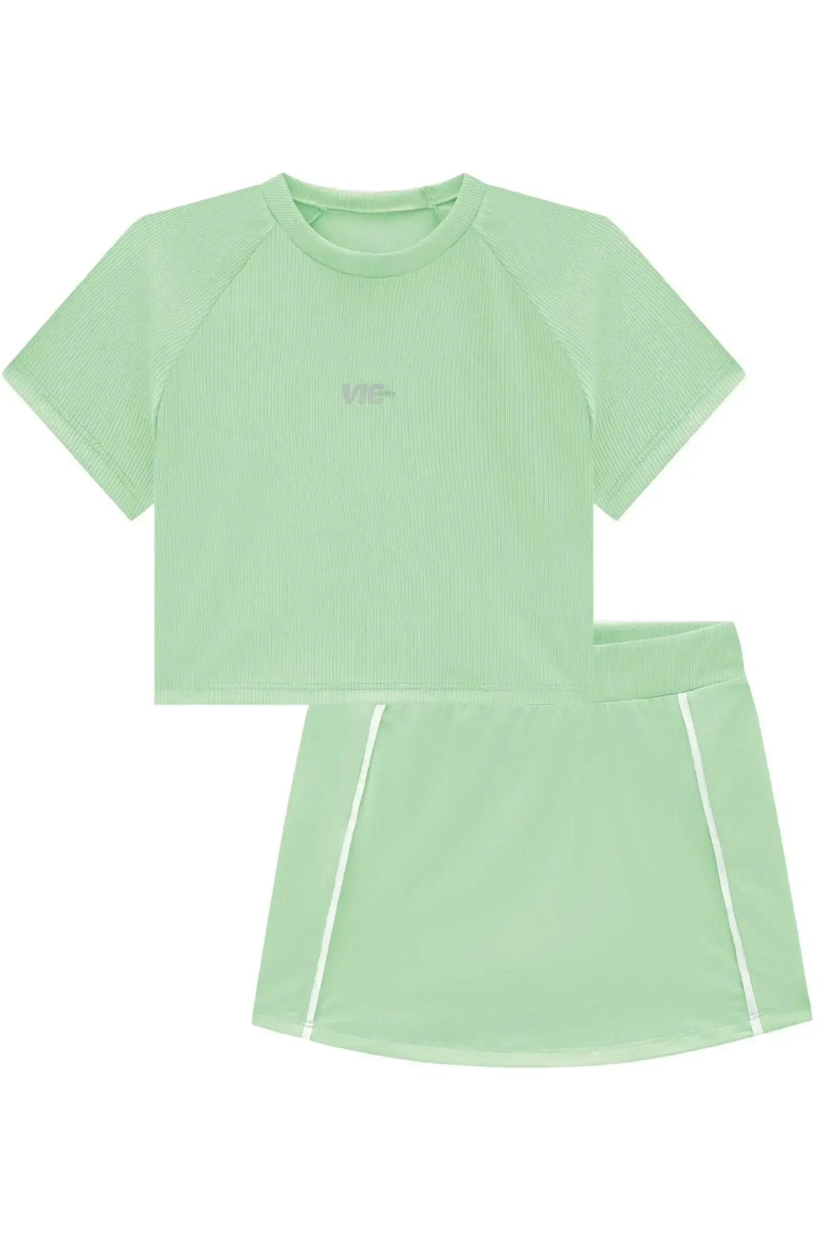 Conjunto de Blusa Cropped em Ribana Fancy e Short Saia em Malha UV 50+ 84652 Vic&Vicky Teen Menina