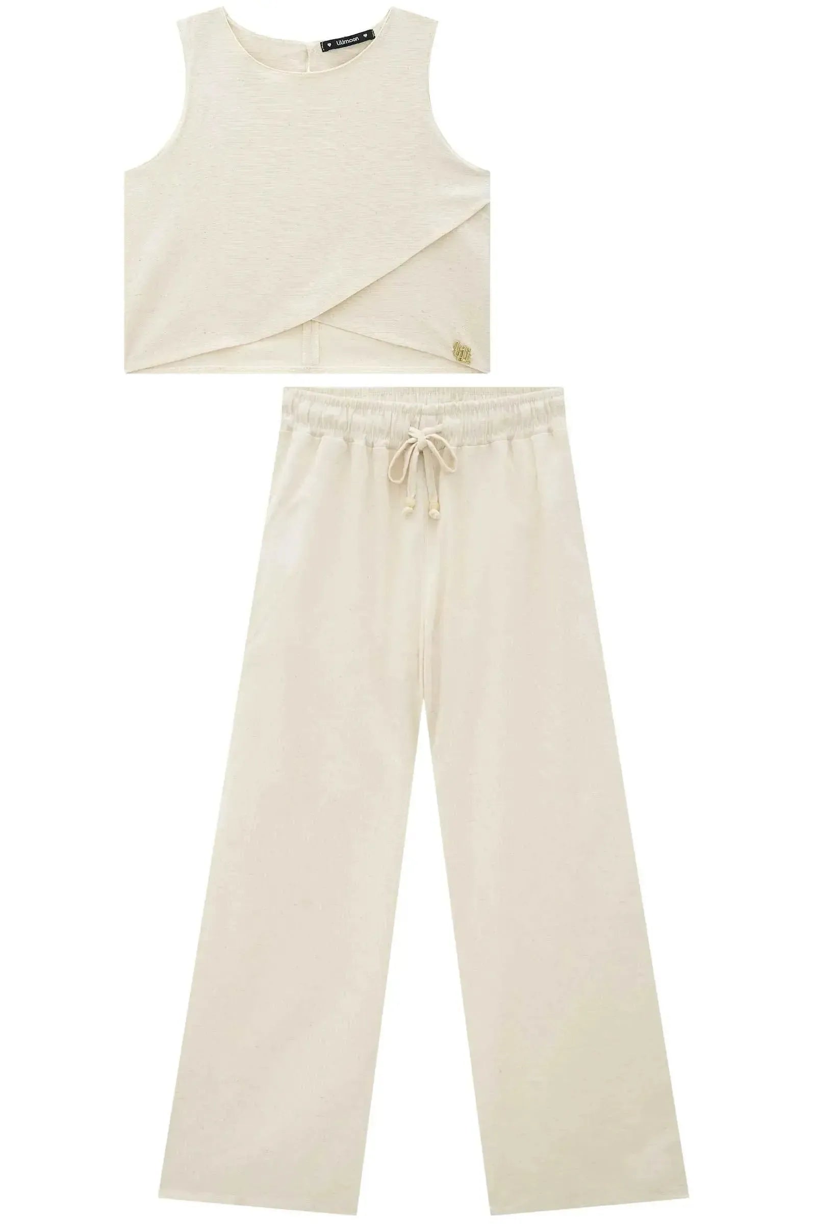 Conjunto de Blusa e Calça Reta em Linho Santorine 95521 Lilimoon Teen Menina