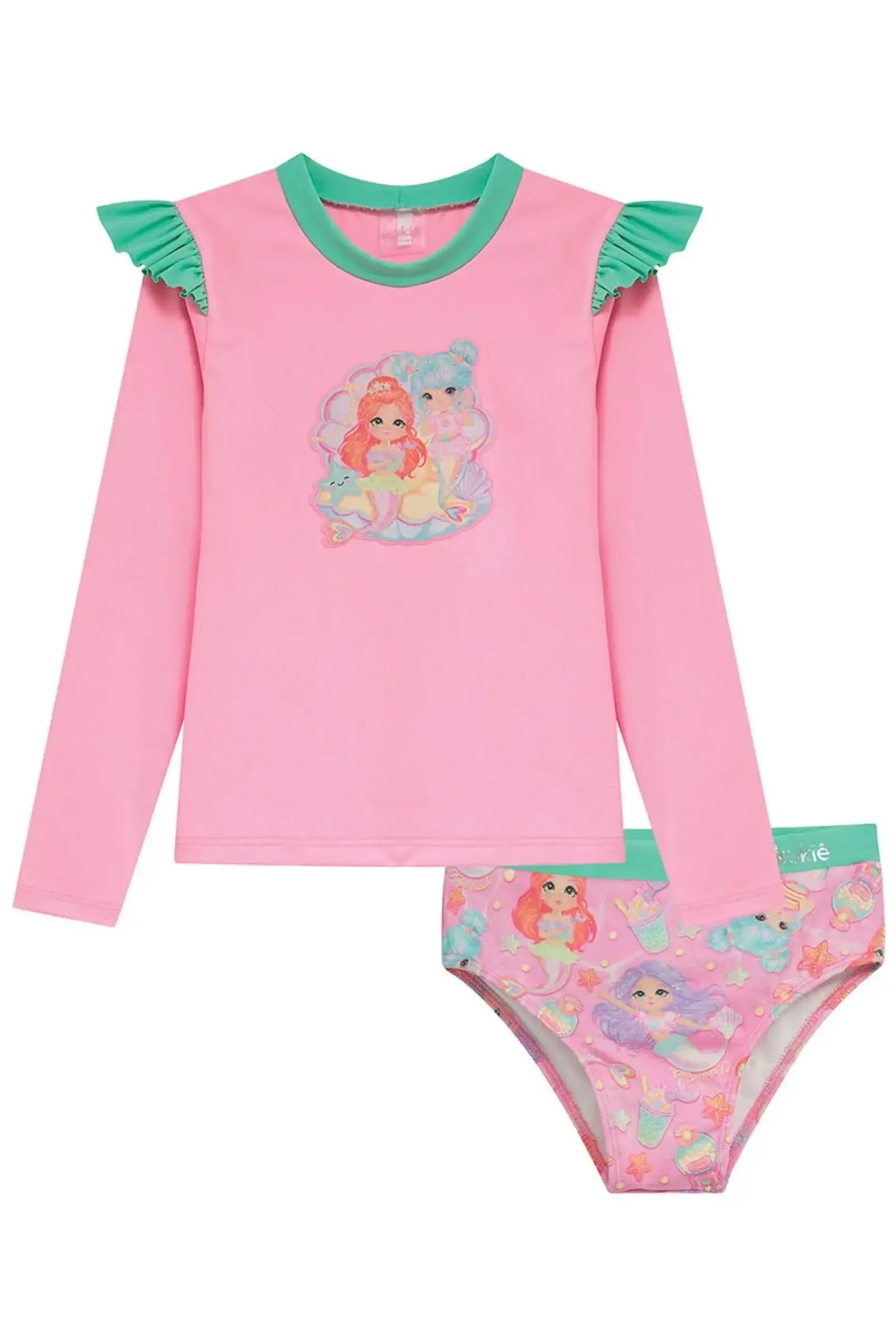 Conjunto de Blusa e Calcinha com Proteção UV50+ 96256 Kukiê Infantil Menina