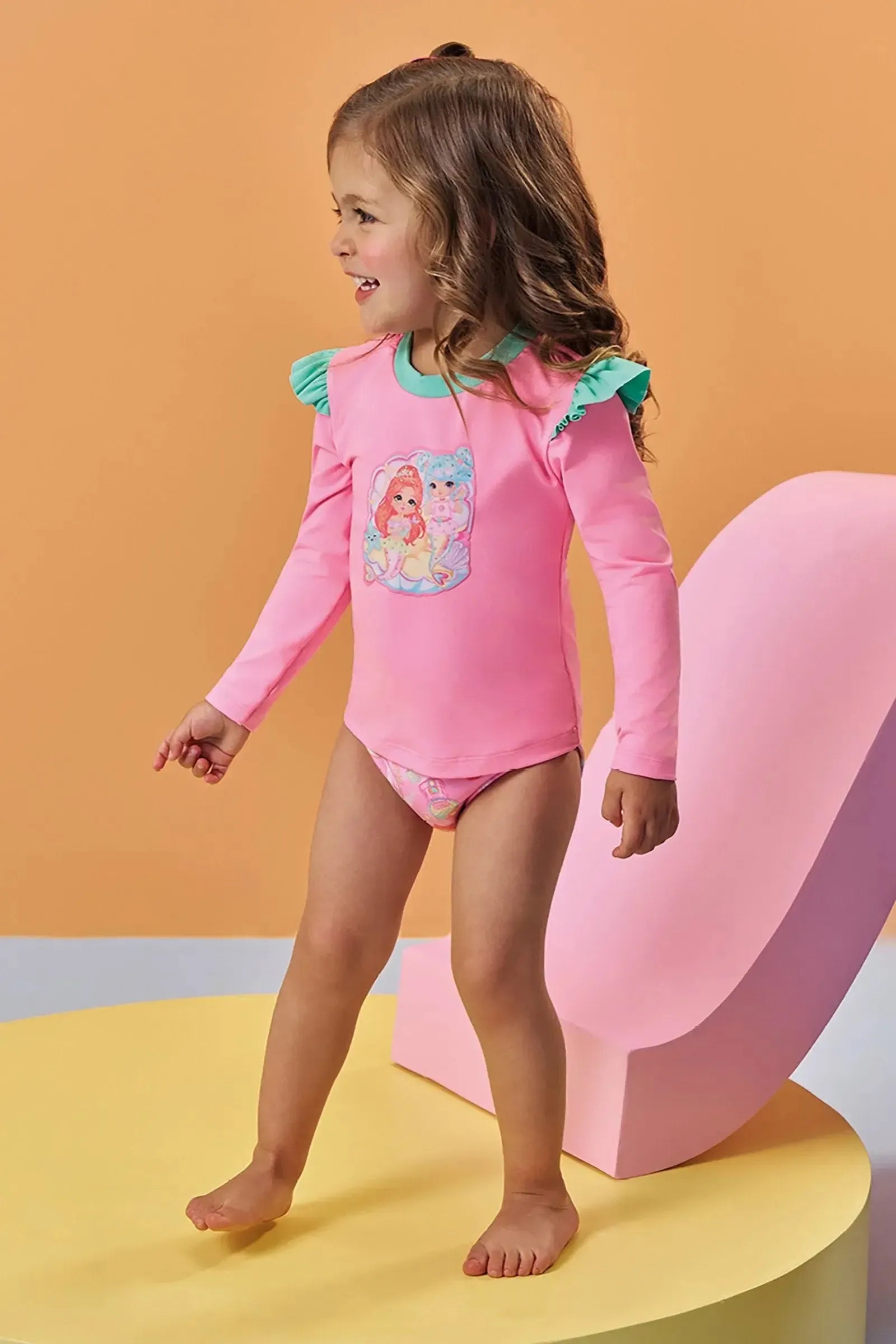 Conjunto de Blusa e Calcinha com Proteção UV50+ 96256 Kukiê Infantil Menina