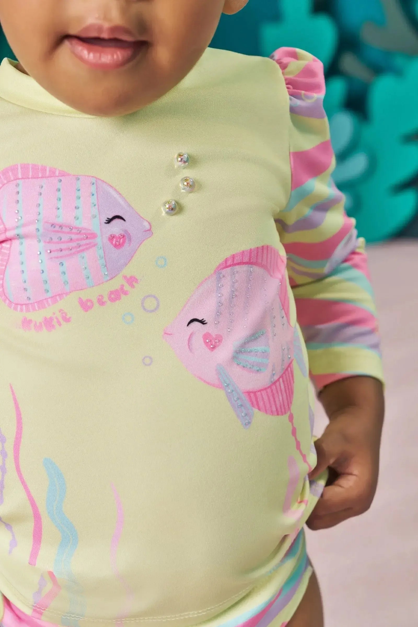 Conjunto de Blusa e Calcinha em Malha com Proteção UV50+ 83717 Kukiê Bebê Menina
