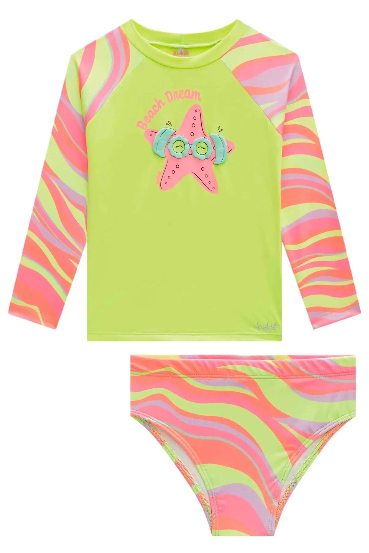 Conjunto de Blusa e Calcinha em Malha com Proteção UV50+ 99213 Kukiê Infantil Menina