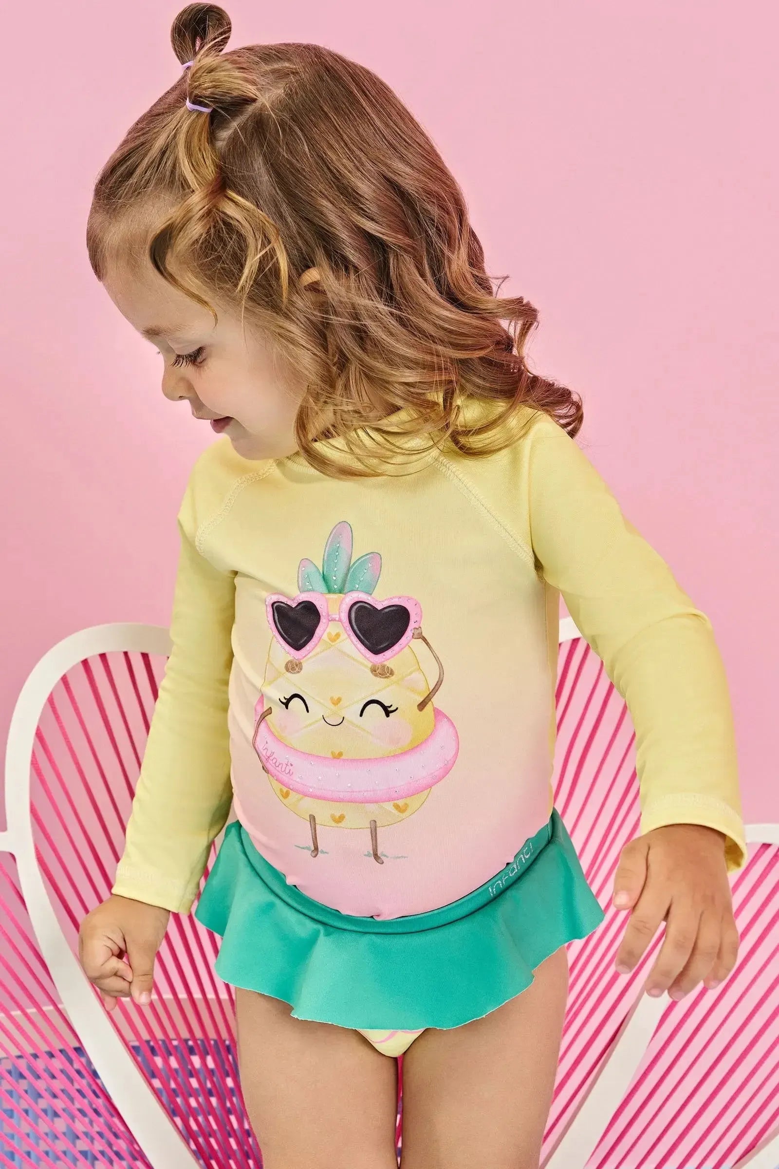 Conjunto de Blusa e Calcinha em Malha Uv Dry com Proteção Uv 50+ 84837 Infanti Bebê Menina