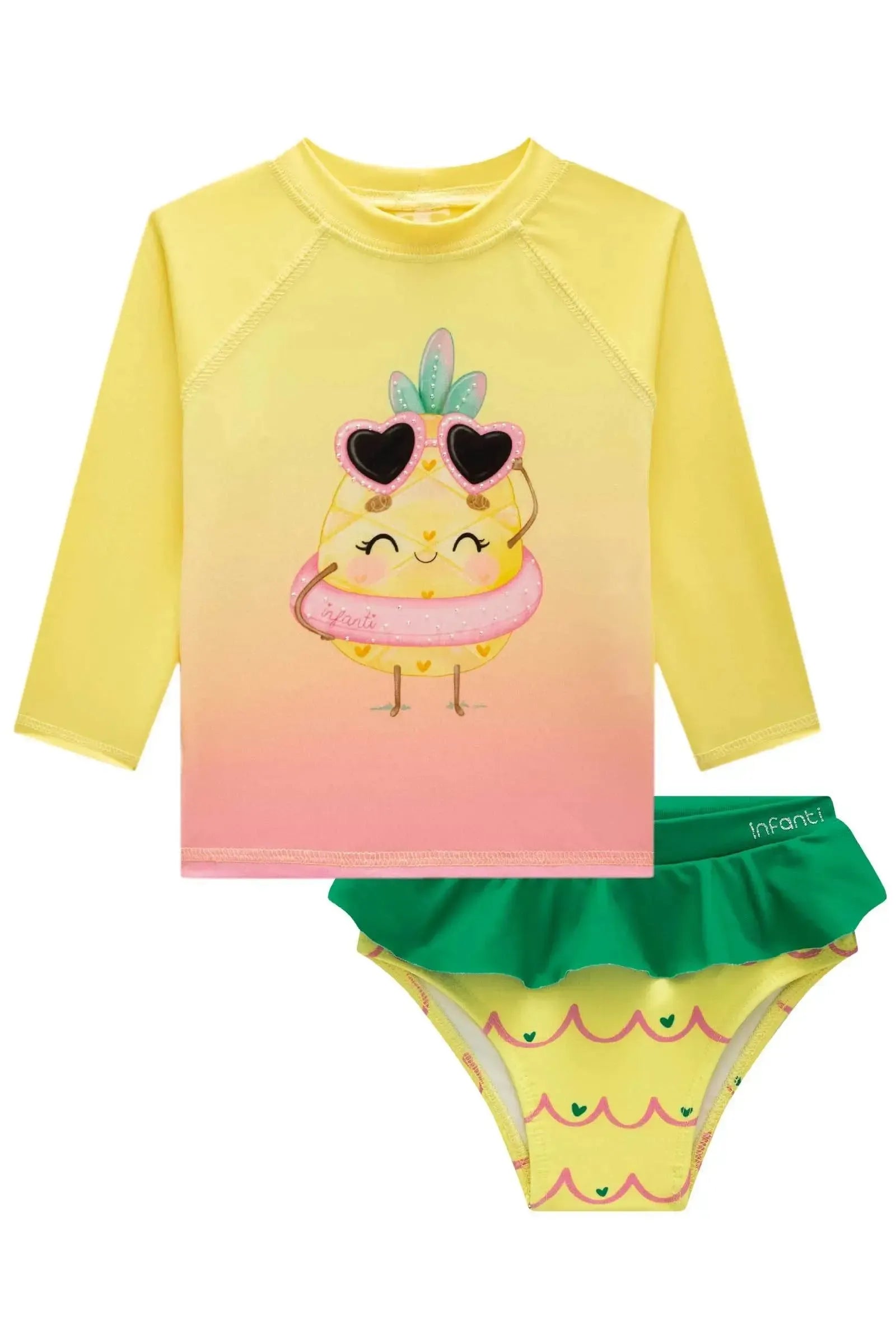 Conjunto de Blusa e Calcinha em Malha Uv Dry com Proteção Uv 50+ 84837 Infanti Bebê Menina