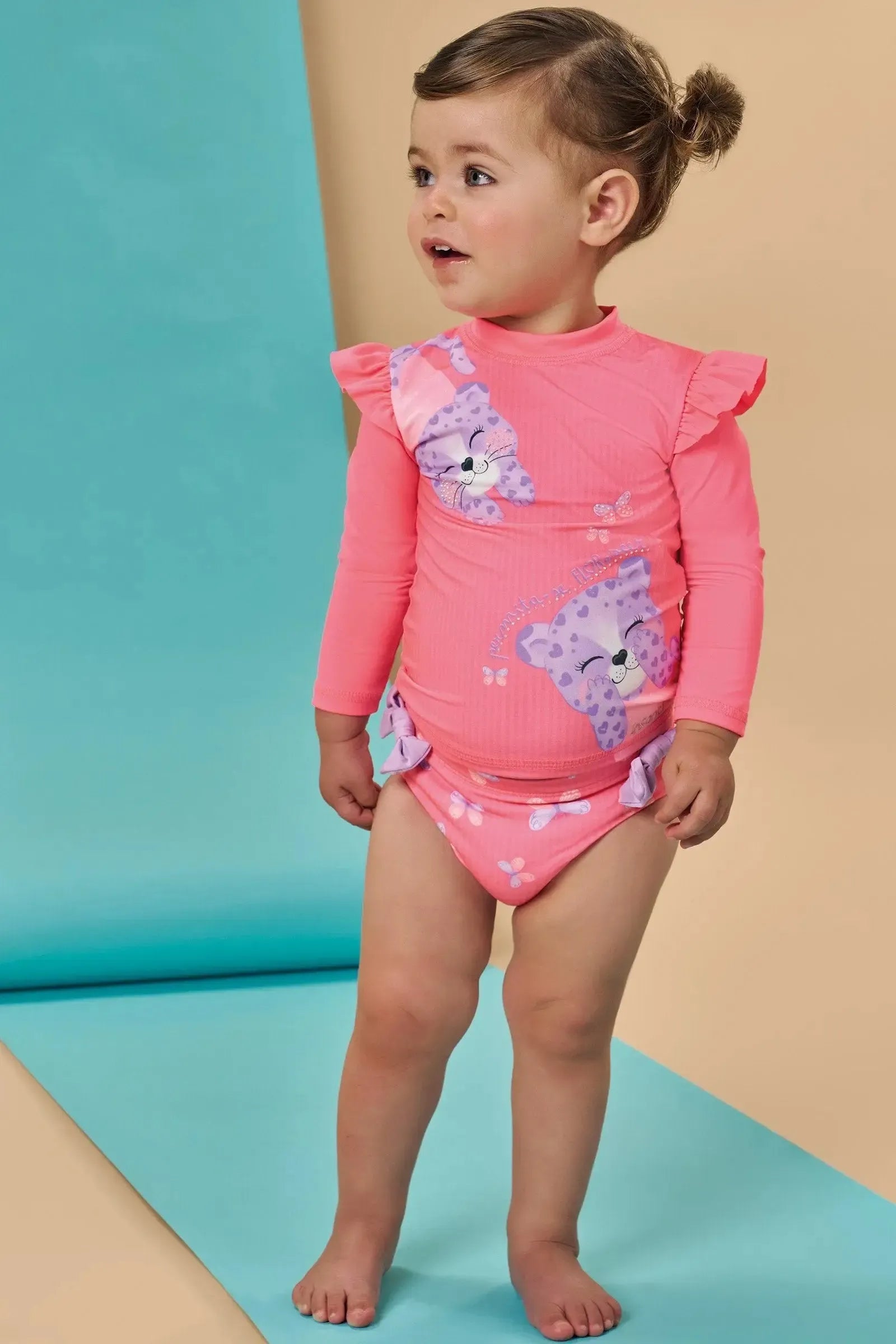 Conjunto de Blusa e Calcinha em Malha Uv Dry com Proteção Uv 50+ 88725 Infanti Bebê Menina