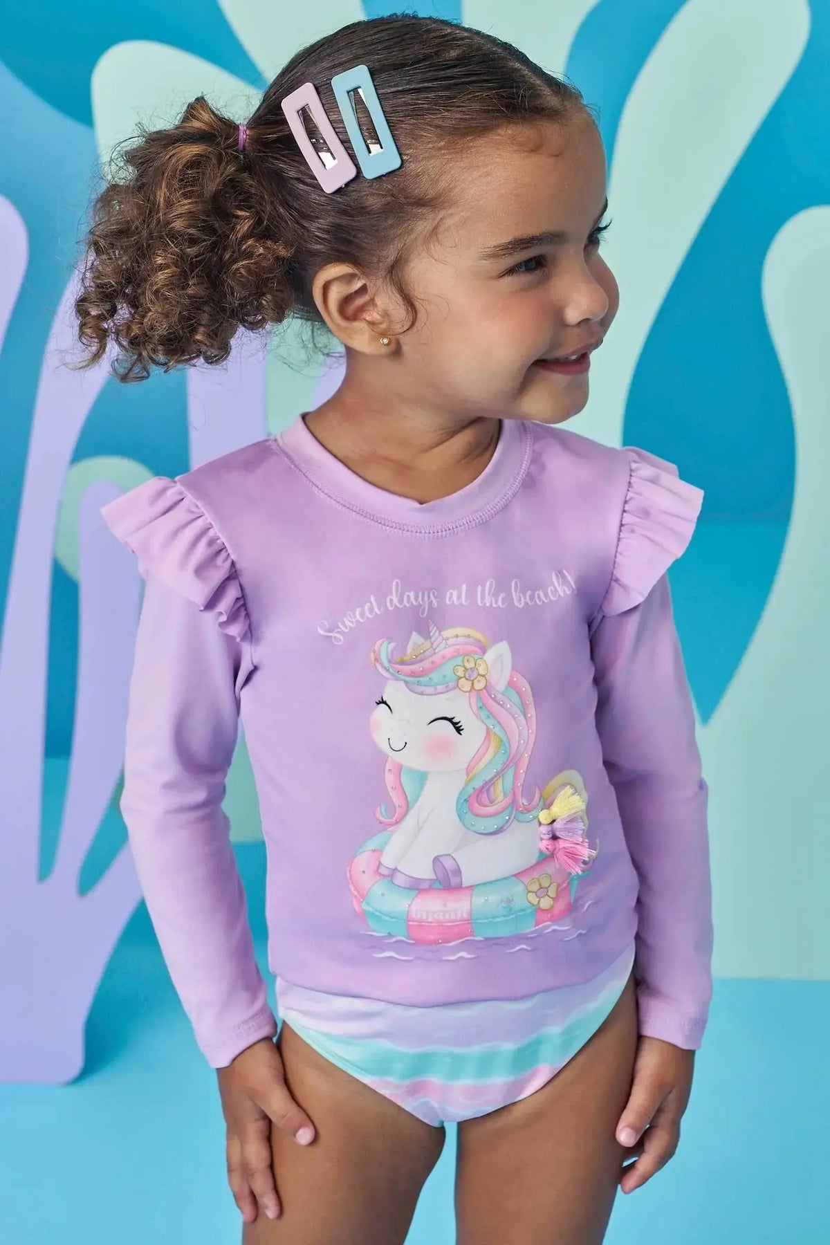 Conjunto de Blusa e Calcinha em Malha UV Dry com Proteção UV 50+ 98430 Infanti Infantil Menina