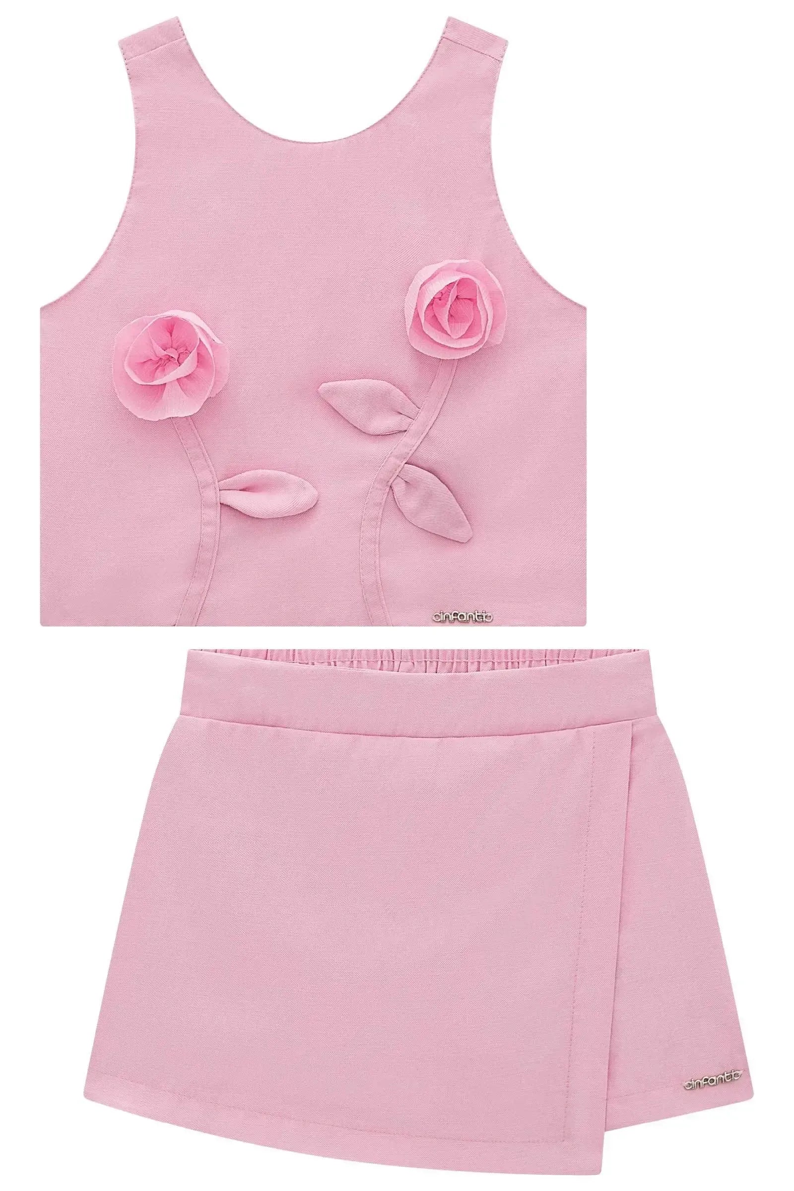 Conjunto de Blusa e Short Saia em Alfaiataria 97195 Infanti Infantil Menina