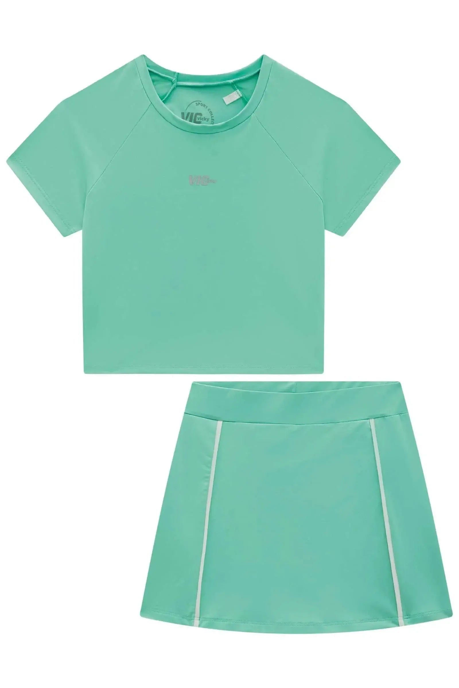 Conjunto de Blusa e Short Saia em Malha UV50 96532 Vic&Vicky Teen Menina