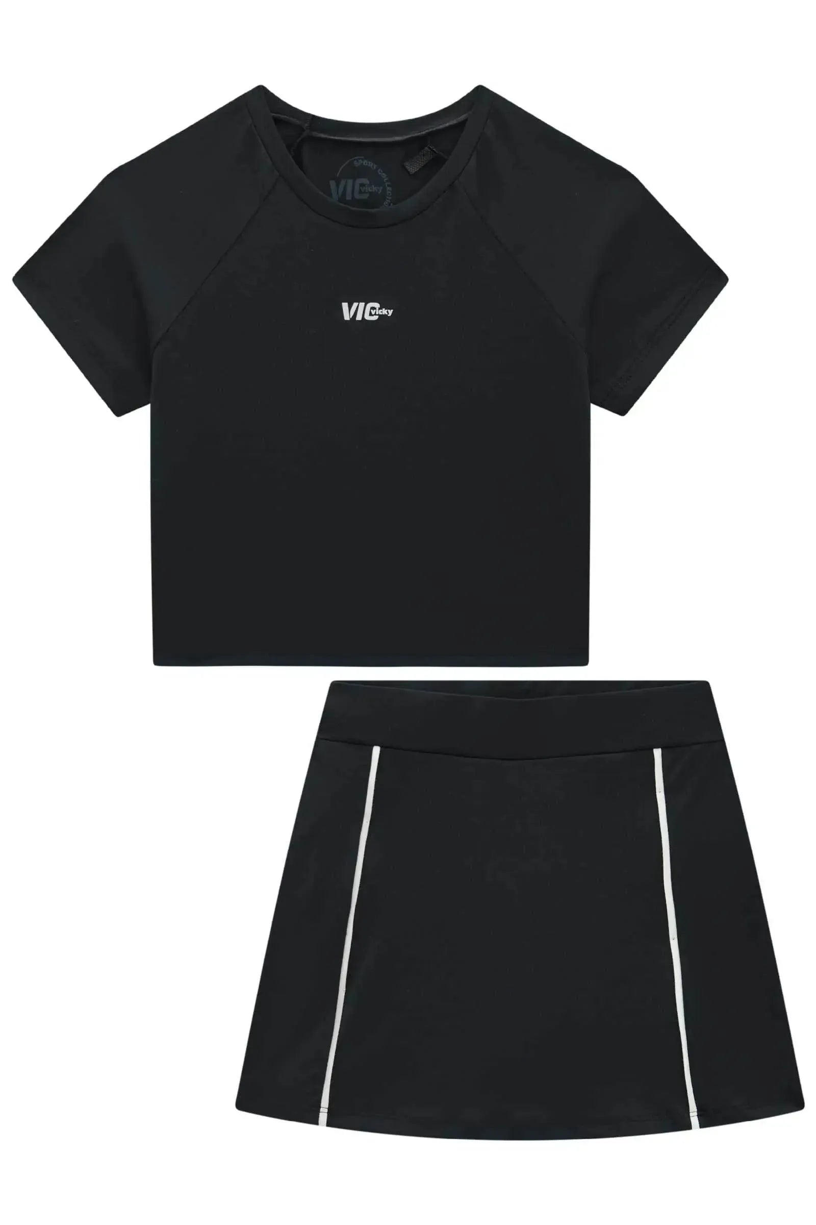 Conjunto de Blusa e Short Saia em Malha UV50 96532 Vic&Vicky Teen Menina