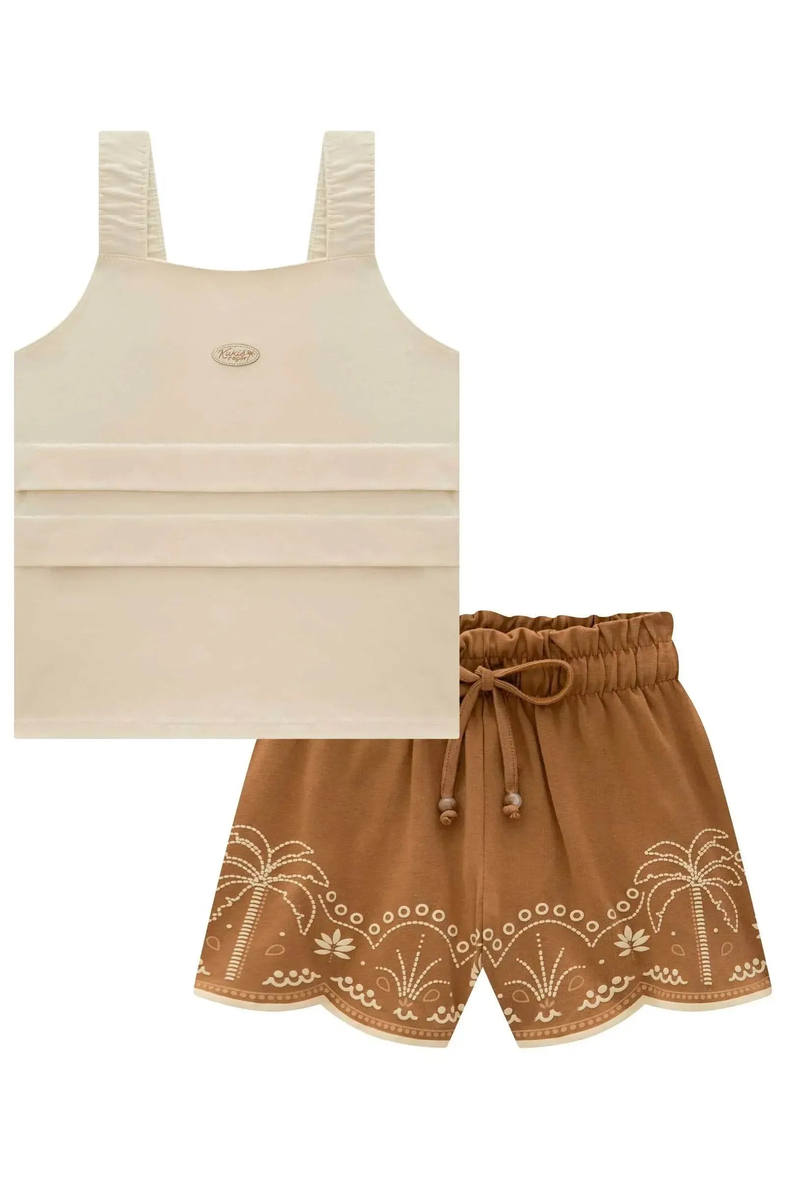 Conjunto de Blusa e Shorts em Cotton 21817 Kukiê Infantil Menina
