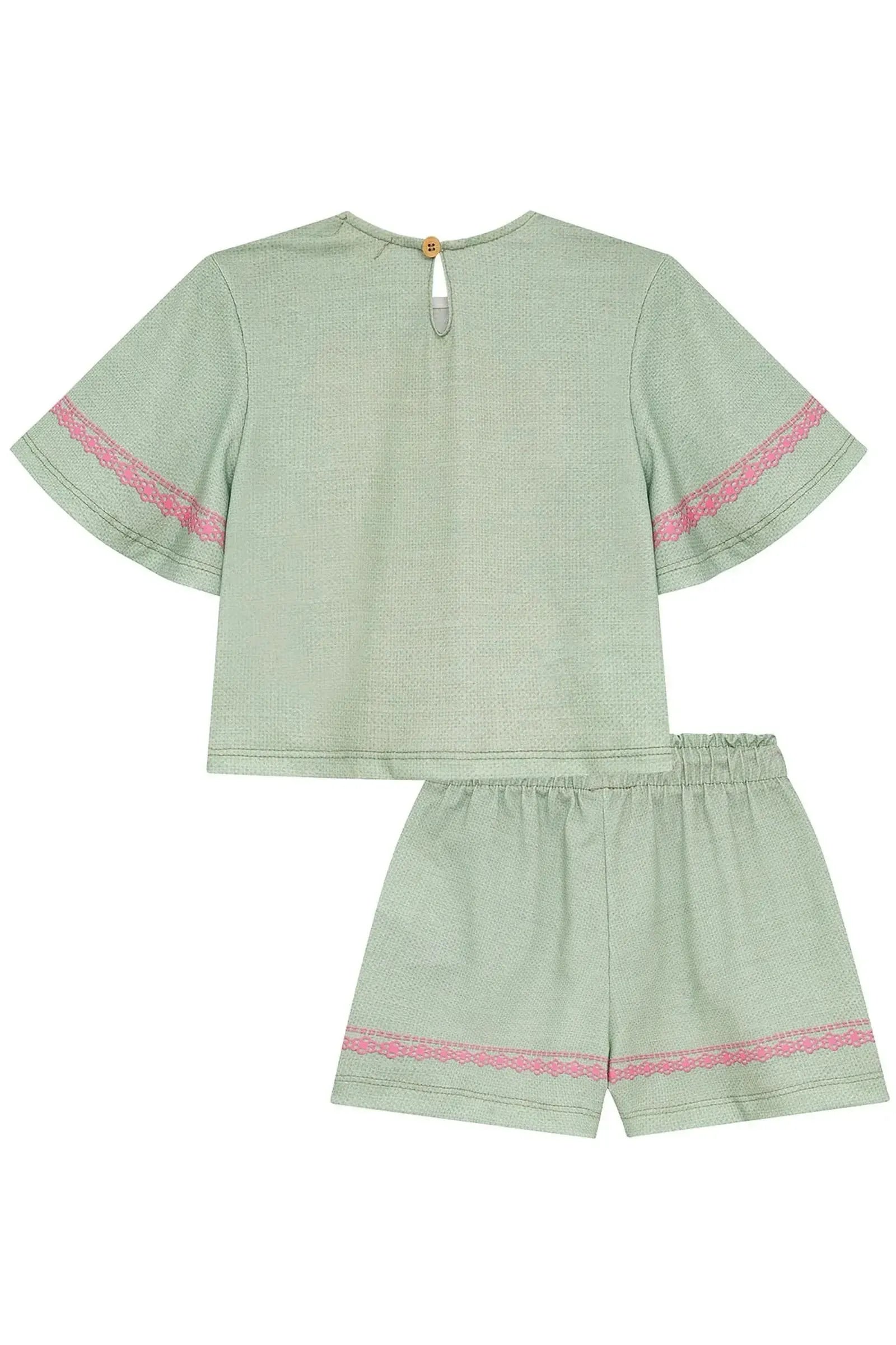 Conjunto de Blusa e Shorts em Malha Fresh 95020 Kukiê Infantil Menina