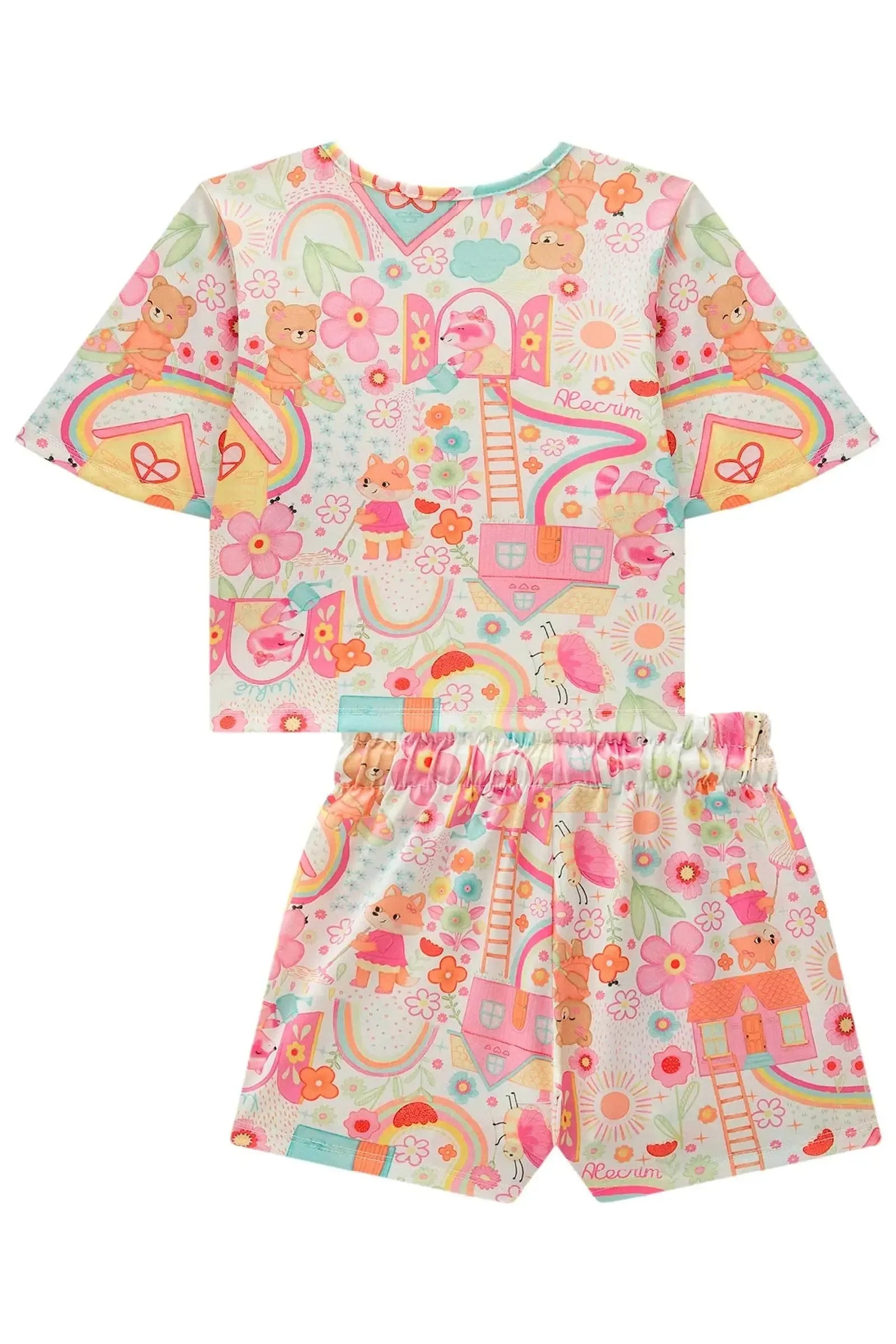 Conjunto de Blusa e Shorts em Malha Fresh 98017 Kukiê Infantil Menina