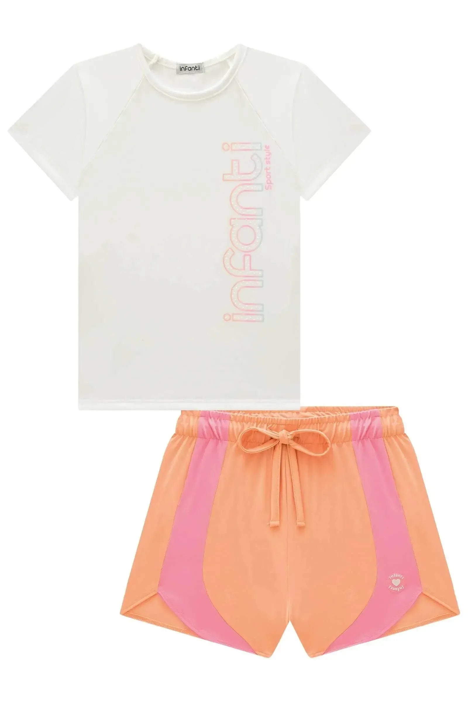 Conjunto de Blusa e Shorts em Malha UV 50+ 96336 Infanti Infantil Menina
