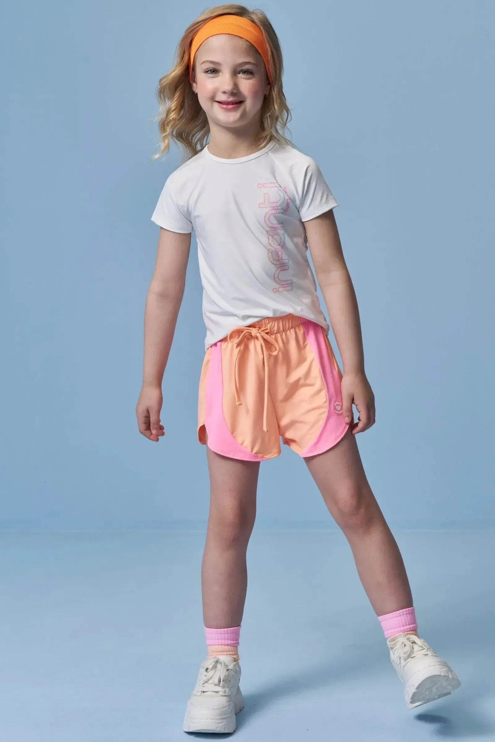 Conjunto de Blusa e Shorts em Malha UV 50+ 96336 Infanti Infantil Menina