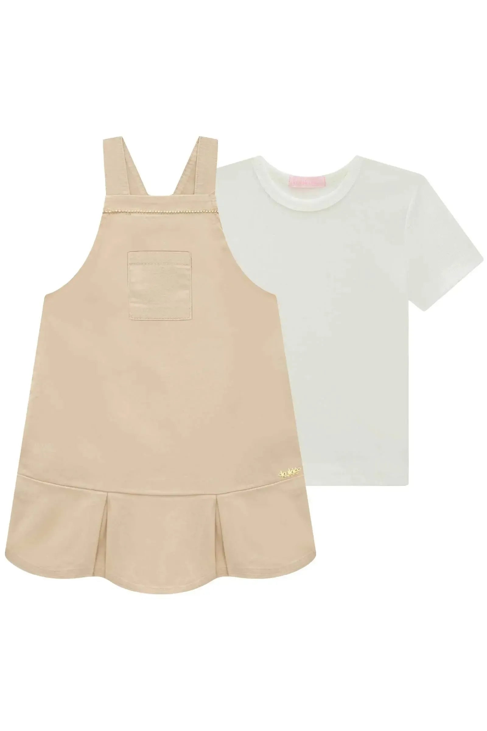 Conjunto de Blusa em Canelado e Salopete em Sarja com Elastano 99407 Kukiê Infantil Menina