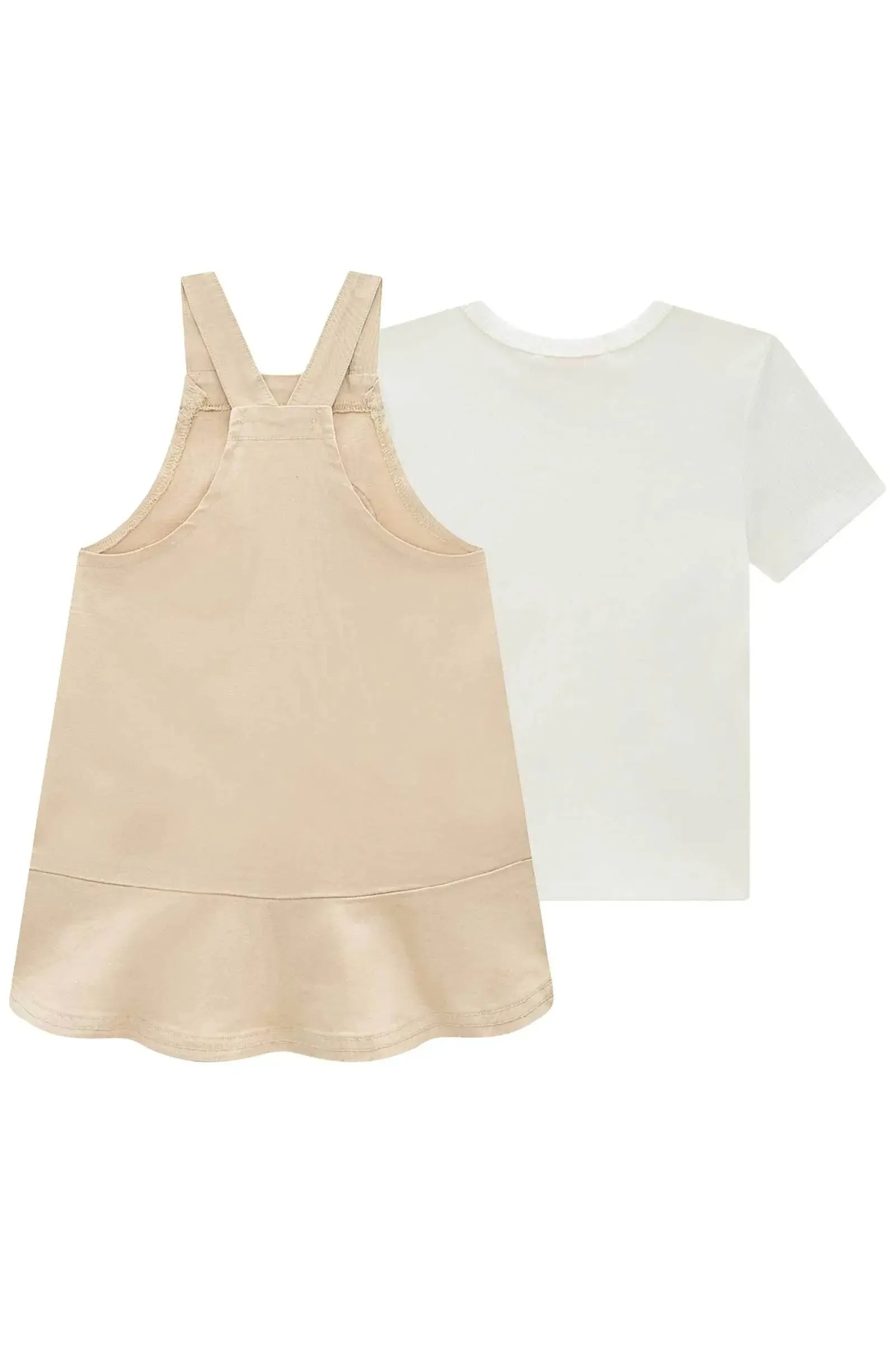 Conjunto de Blusa em Canelado e Salopete em Sarja com Elastano 99407 Kukiê Infantil Menina