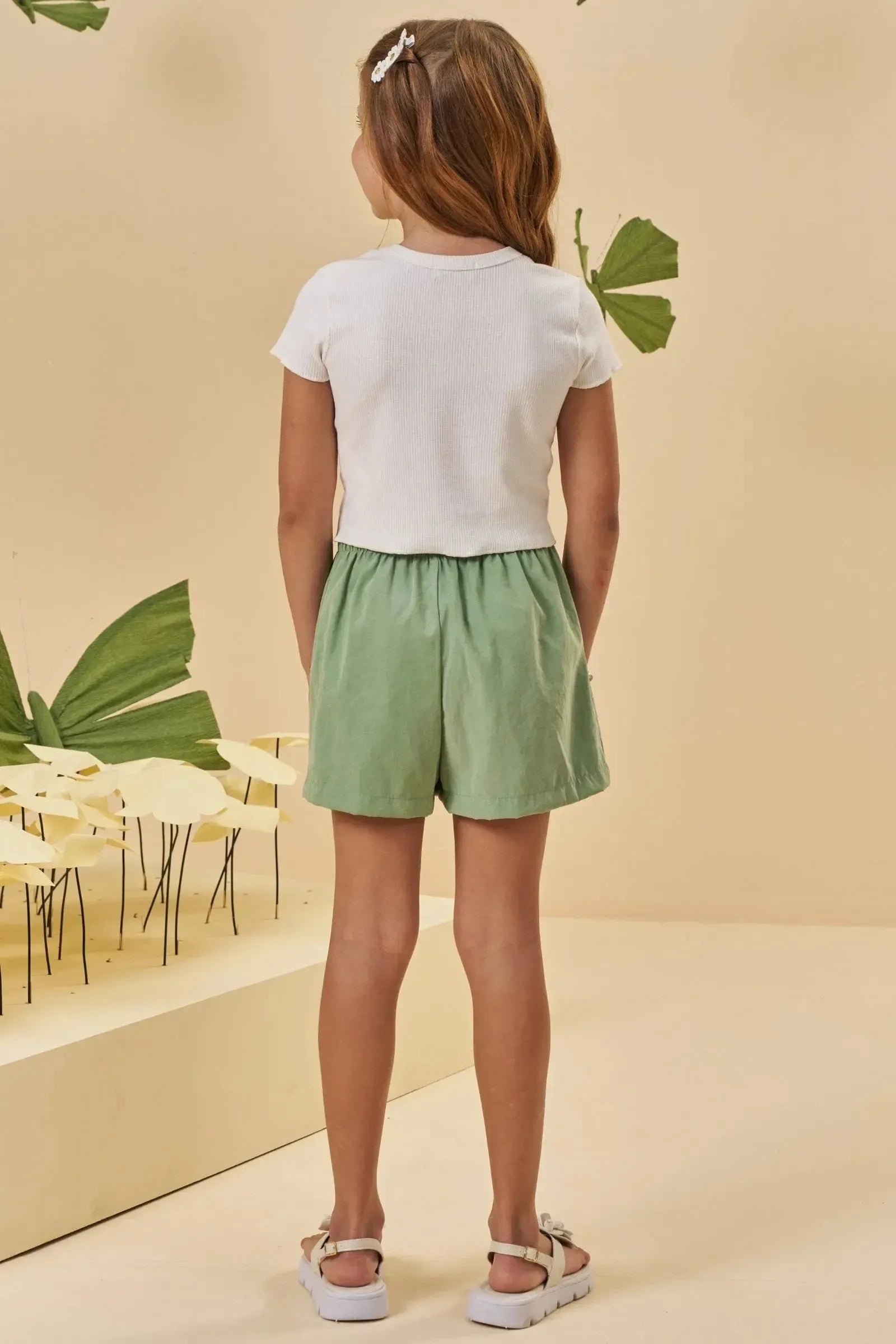 Conjunto de Blusa em Canelado e Shorts em Cupro 95545 Kukiê Infantil Menina