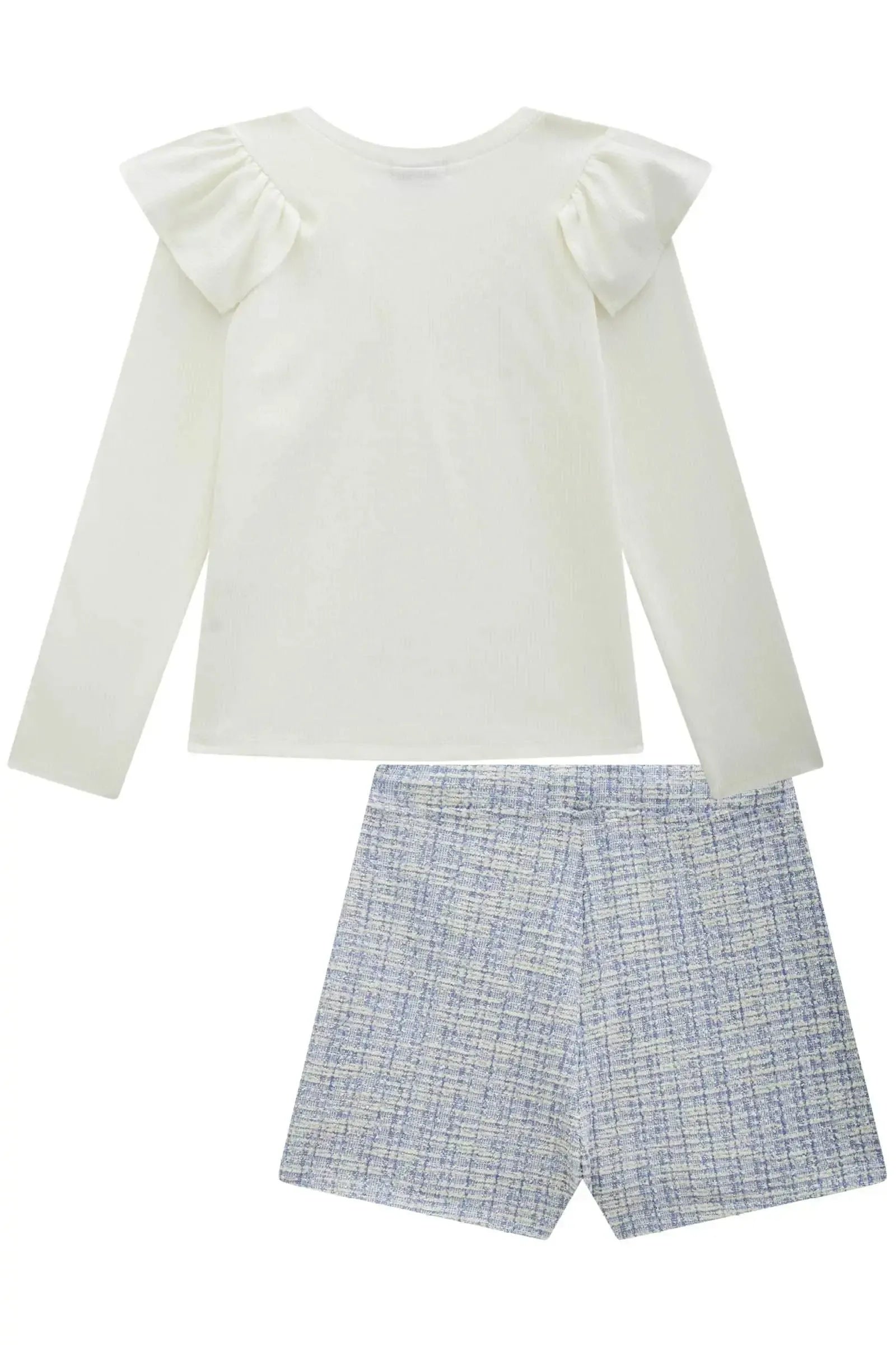 Conjunto de Blusa em Canelado e Shorts em Malha Tweed 89675 Infanti Infantil Menina