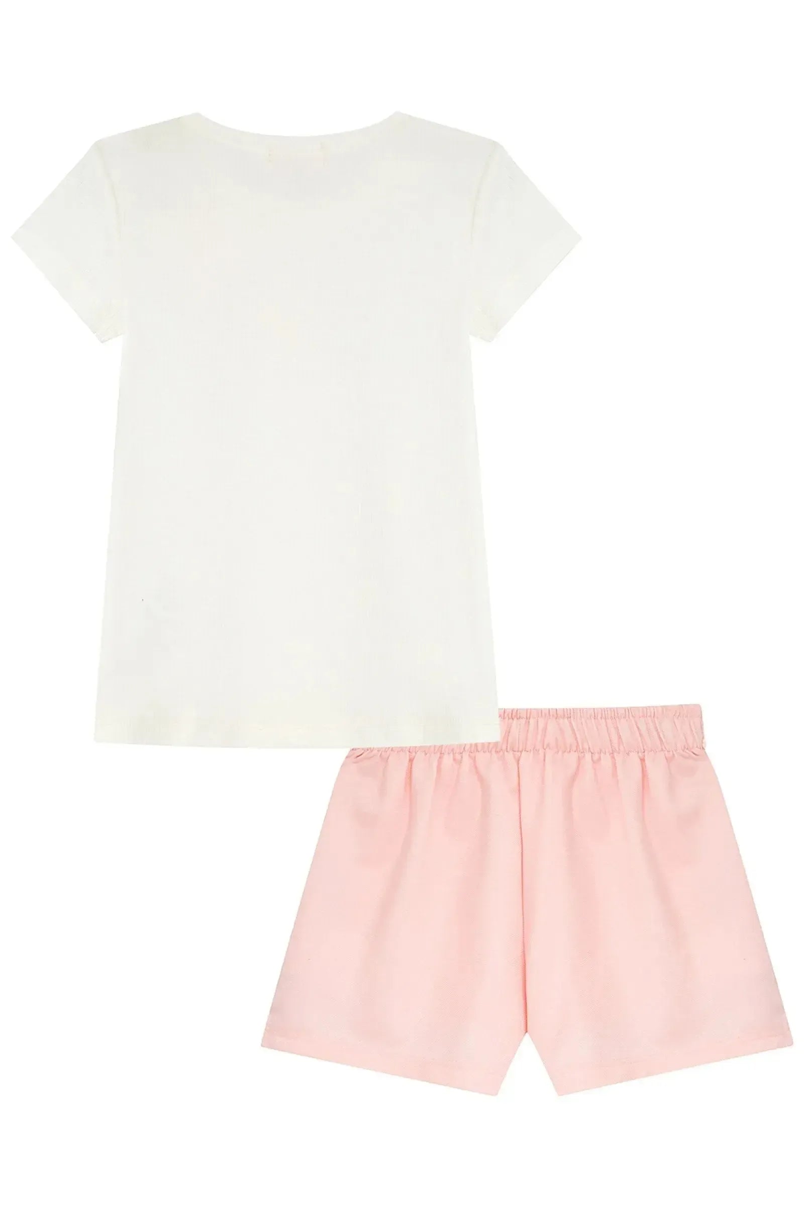 Conjunto de Blusa em Canelado e Shorts em Malha Twill Brilho 93662 Kukiê Infantil Menina
