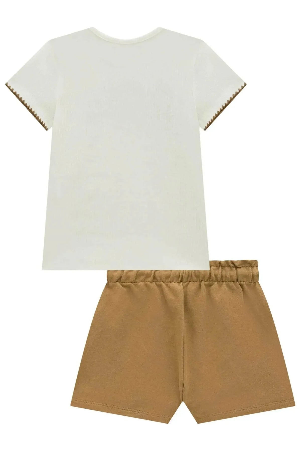 Conjunto de Blusa em Canelado Liz com Shorts em Moletom sem Pelúcia 99166 Infanti Infantil Menina