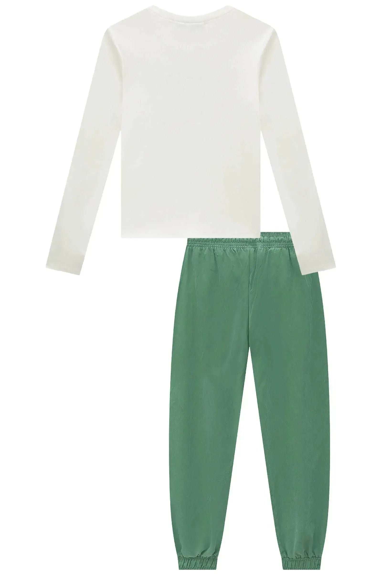 Conjunto de Blusa em Canelado Liz e Calça Jogger em Nylon Taslon 92378 Lilimoon Teen Menina