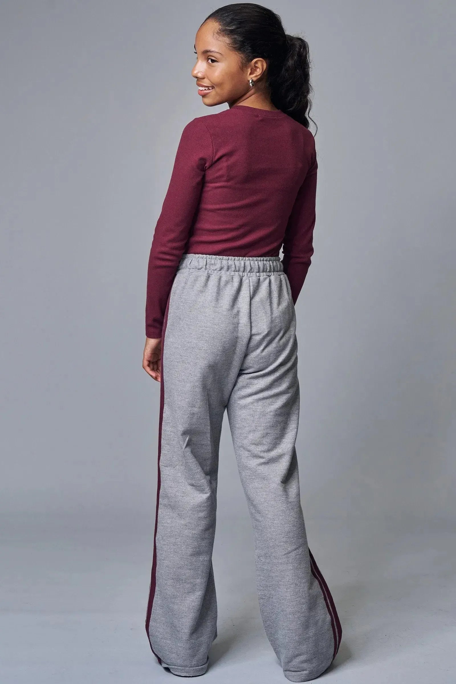 Conjunto de Blusa em Canelado Liz e Calça Wide Leg em Moletom sem Pelúcia 92198 Lilimoon Teen Menina
